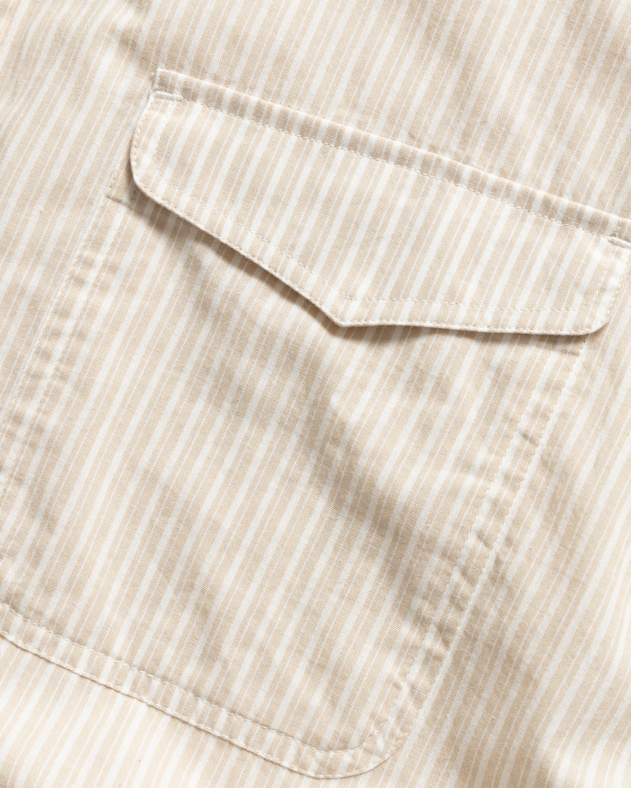 LOCUST SOFT POINT COLLAR SHIRT - TRAVERTINE / WHITE ASYMMETRIC STRIPED COTTON POPLIN