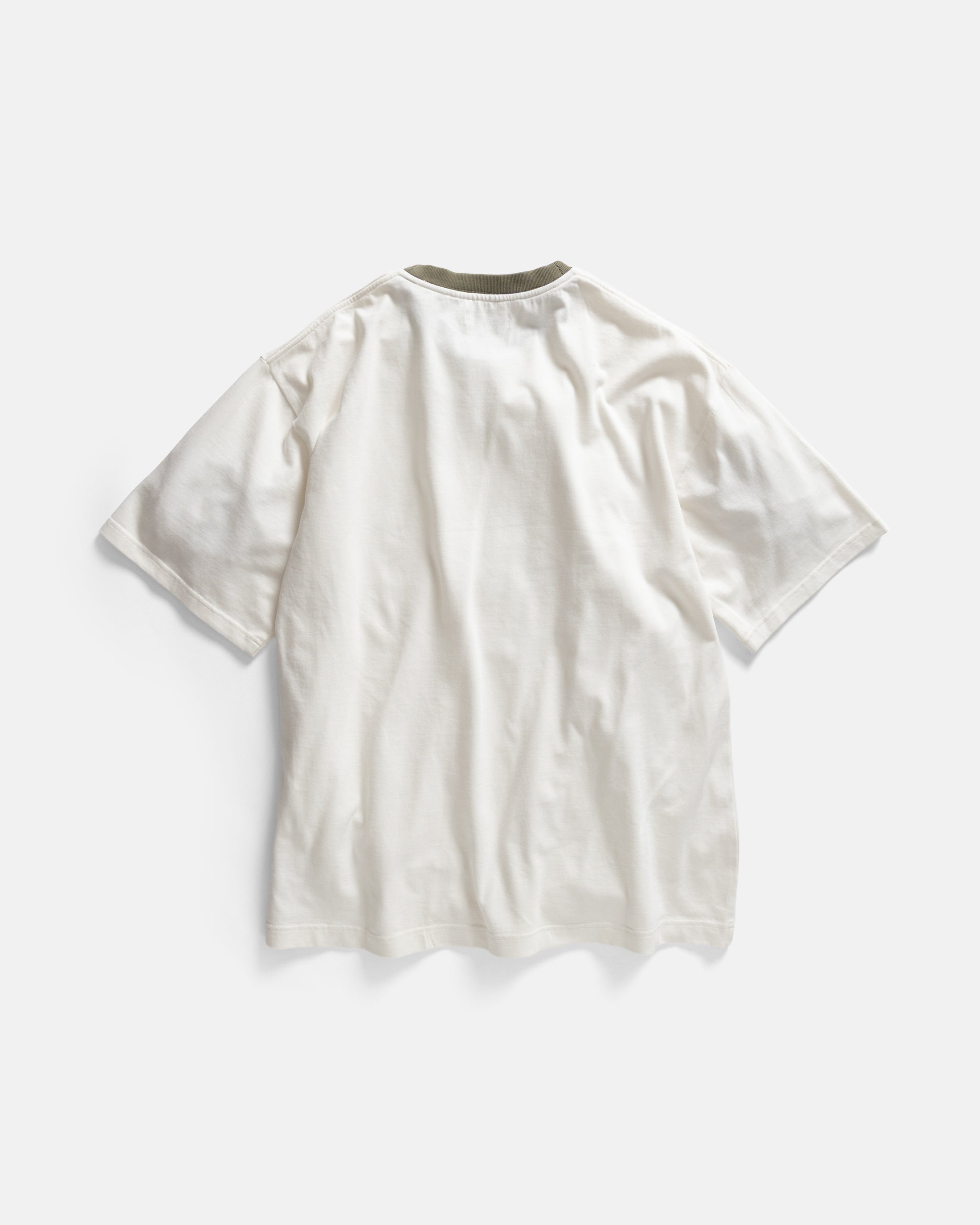 MACOMBER RINGER TEE - WHITE / FADED OLIVE 7.75 oz. ALL SEASON COTTON JERSEY