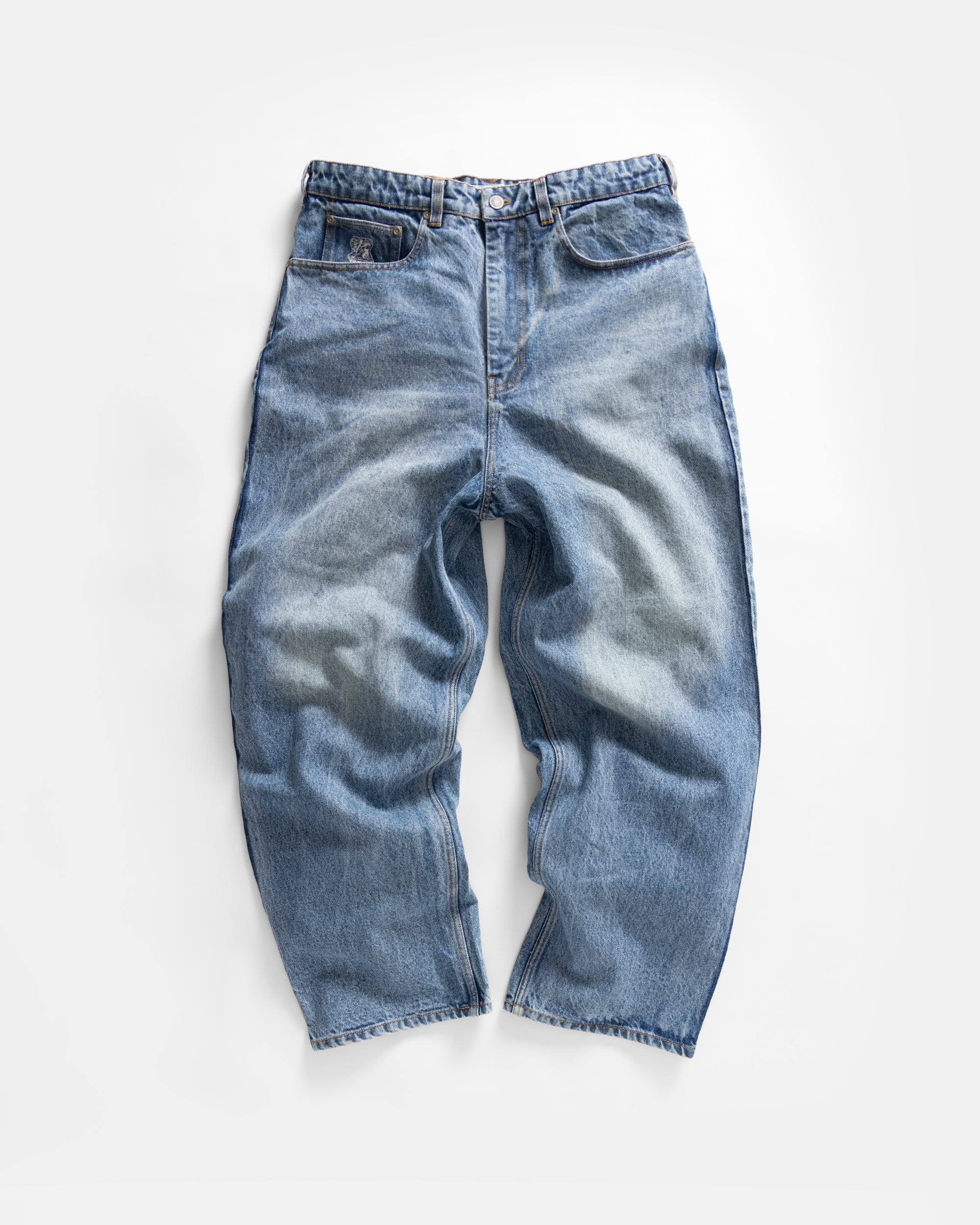 MATTEO FIVE POCKET JEANS - 13 oz. MID-WASH DENIM