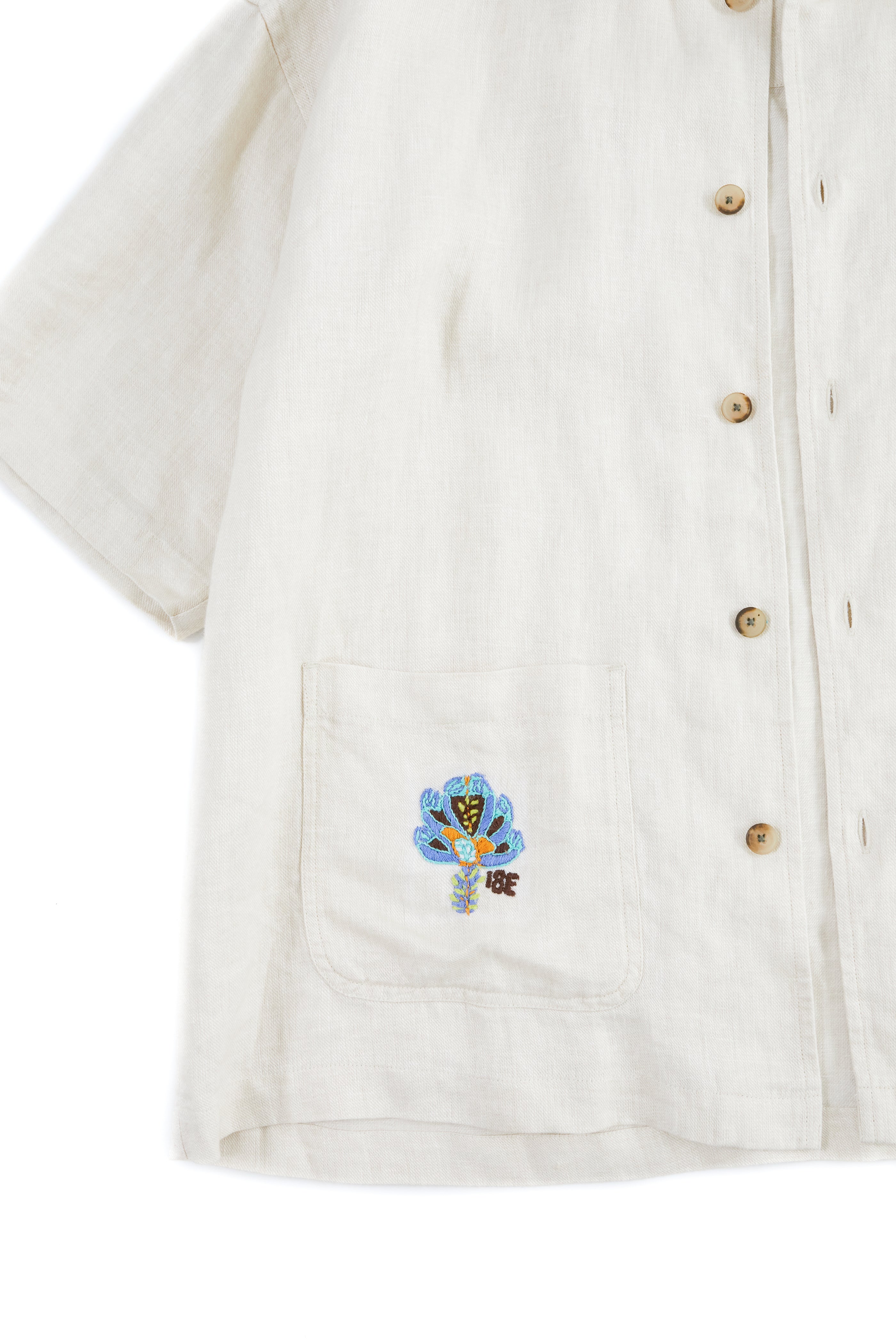 S/S HARBOR SHIRT - NATURAL LINEN TWILL