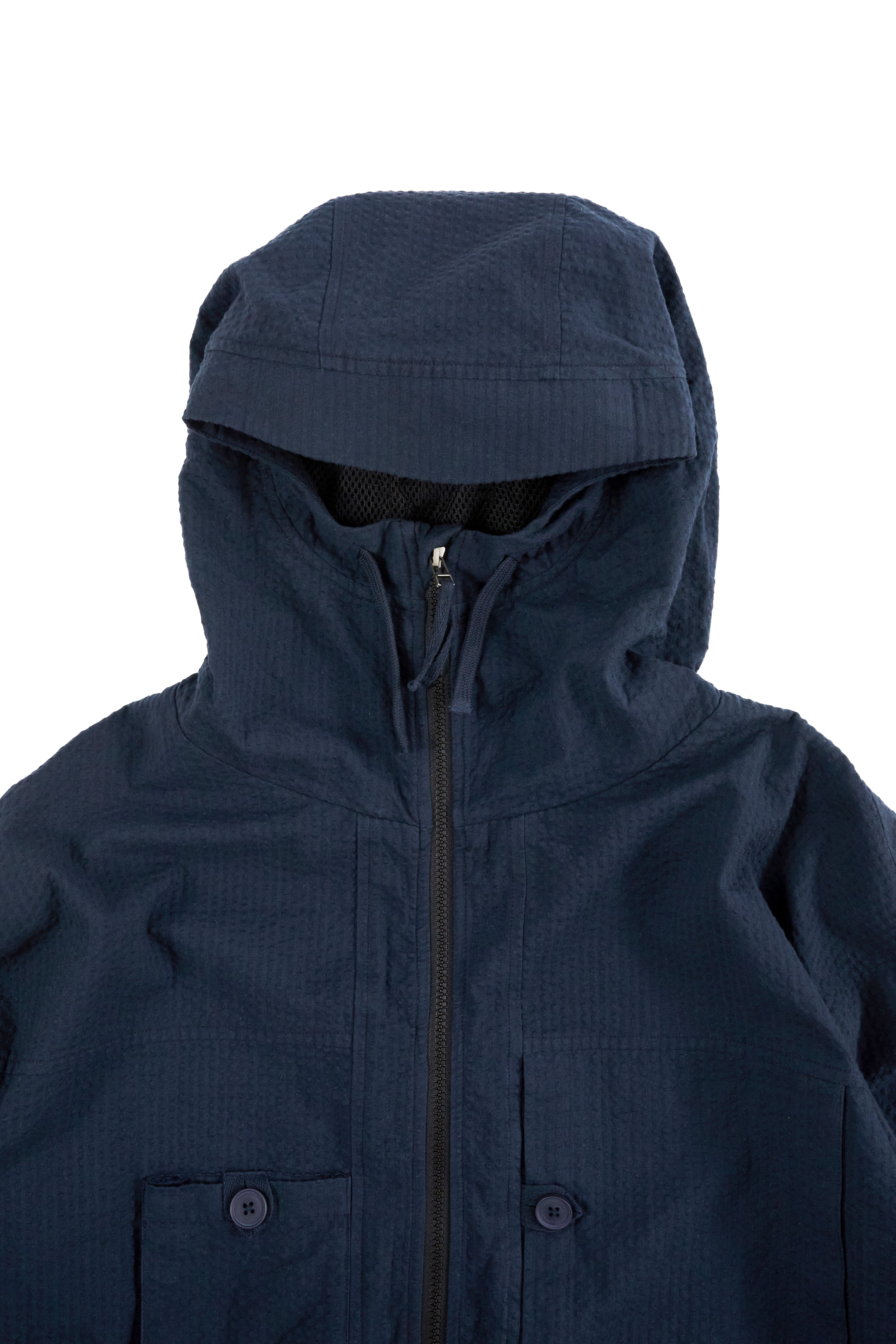 ATLAS HOODED WINDBREAKER - MIDNIGHT COTTON SEERSUCKER