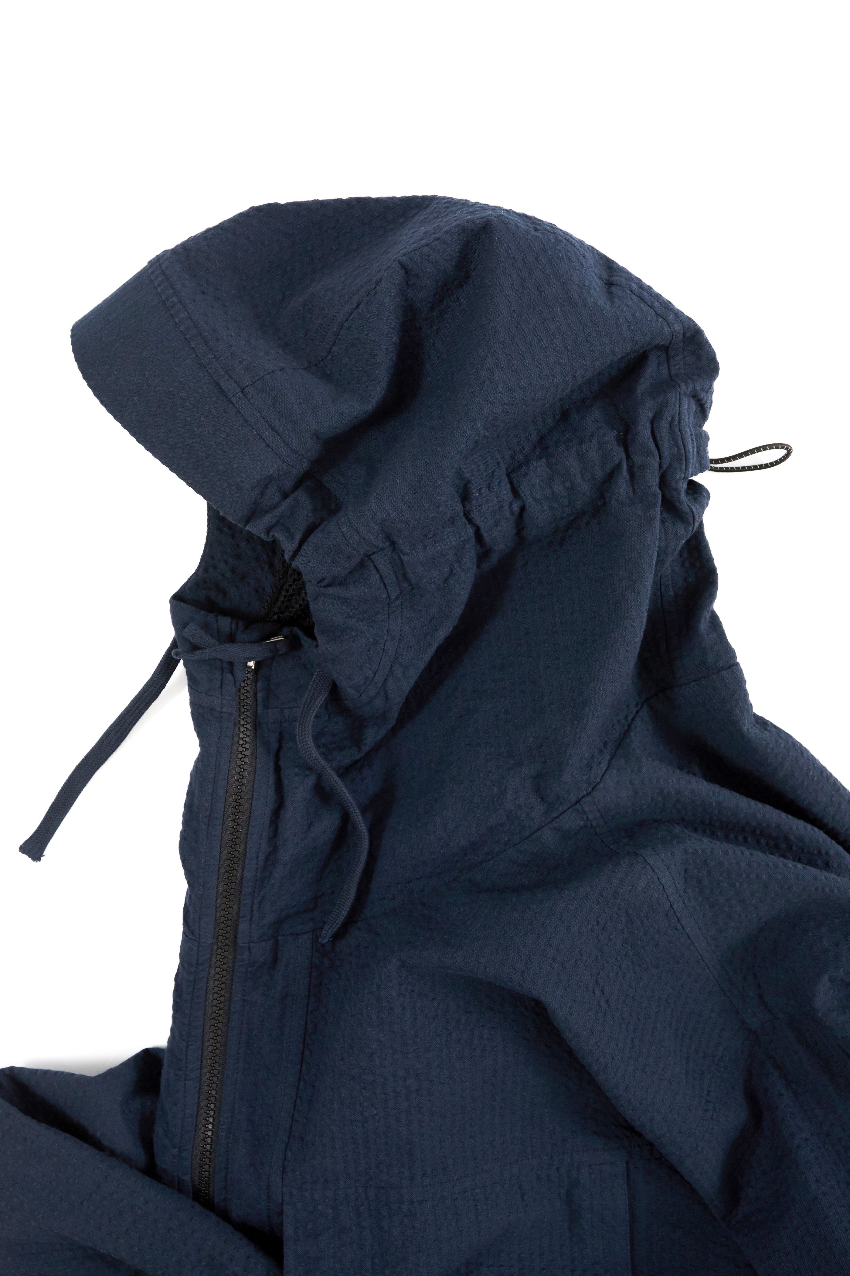 ATLAS HOODED WINDBREAKER - MIDNIGHT COTTON SEERSUCKER