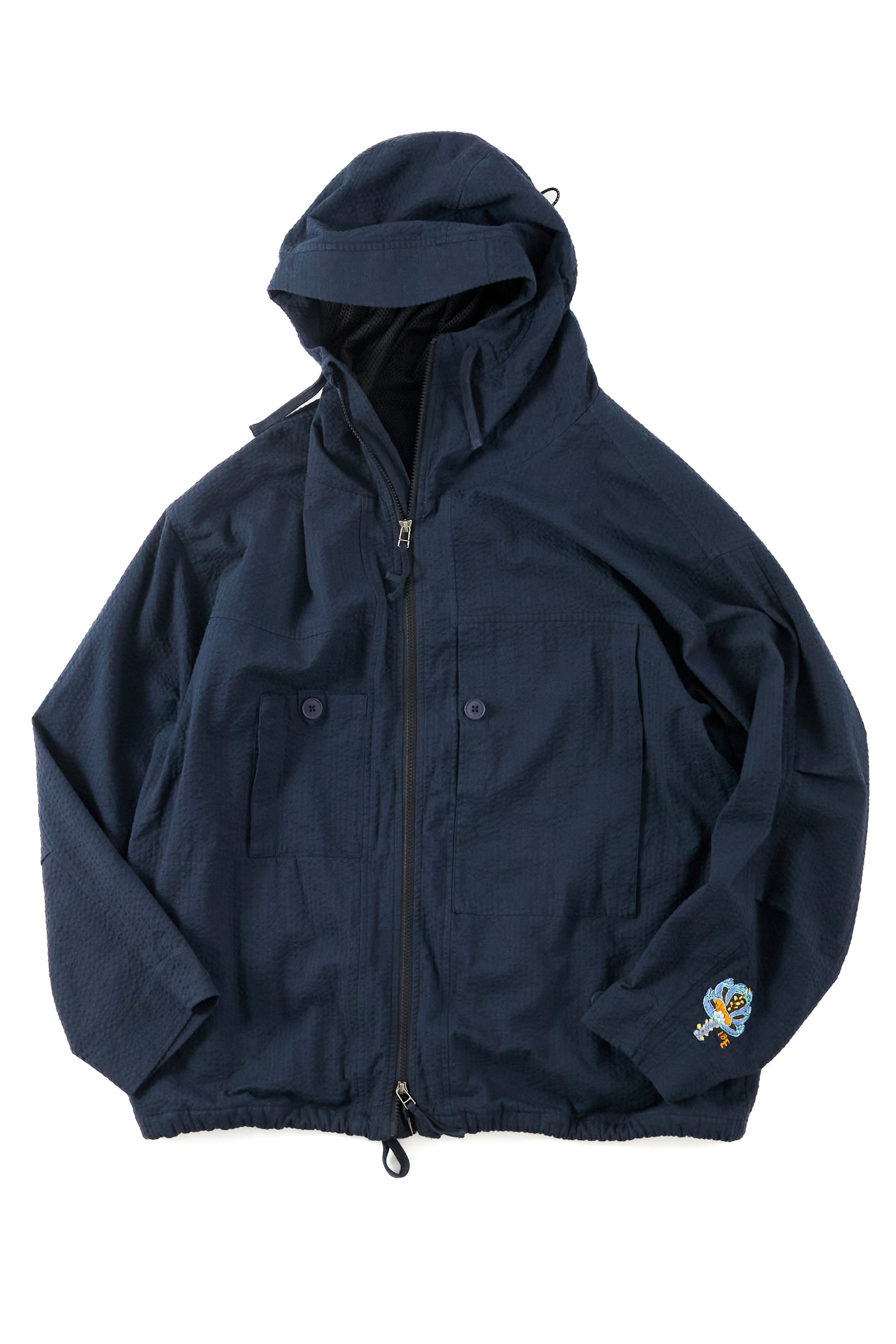 ATLAS HOODED WINDBREAKER - MIDNIGHT COTTON SEERSUCKER
