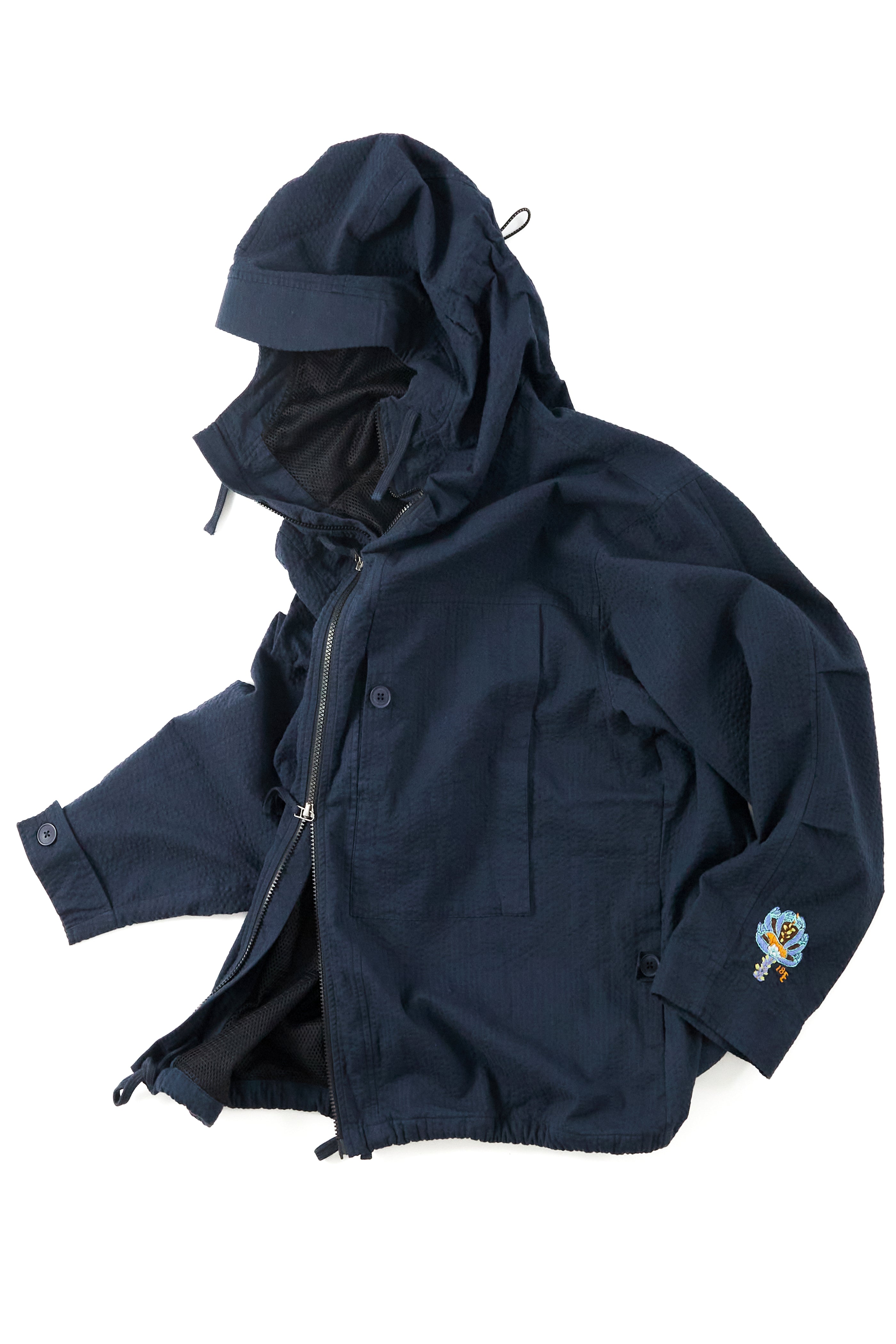 ATLAS HOODED WINDBREAKER - MIDNIGHT COTTON SEERSUCKER