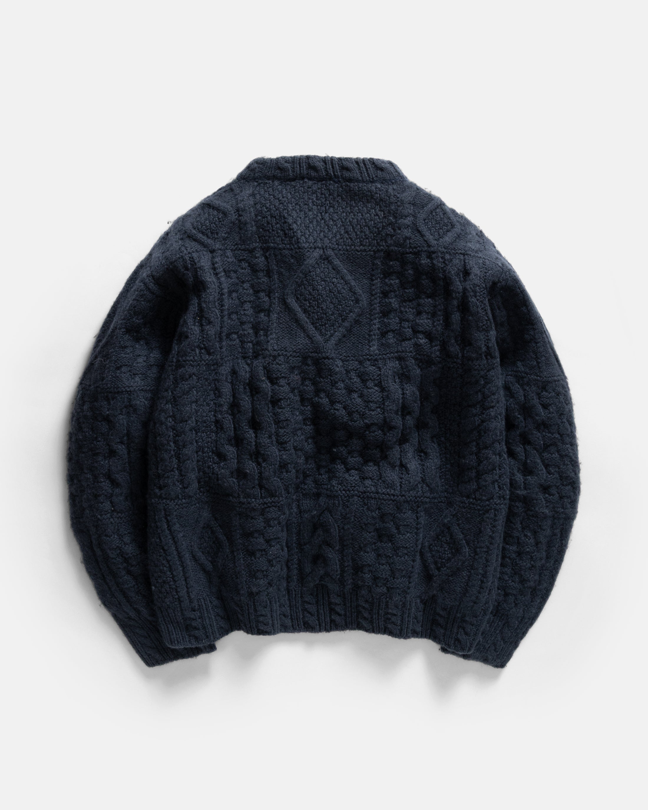 DOVER RUGGED CABLEKNIT CREWNECK SWEATER - NAVY ANDEAN WOOL – 18 East