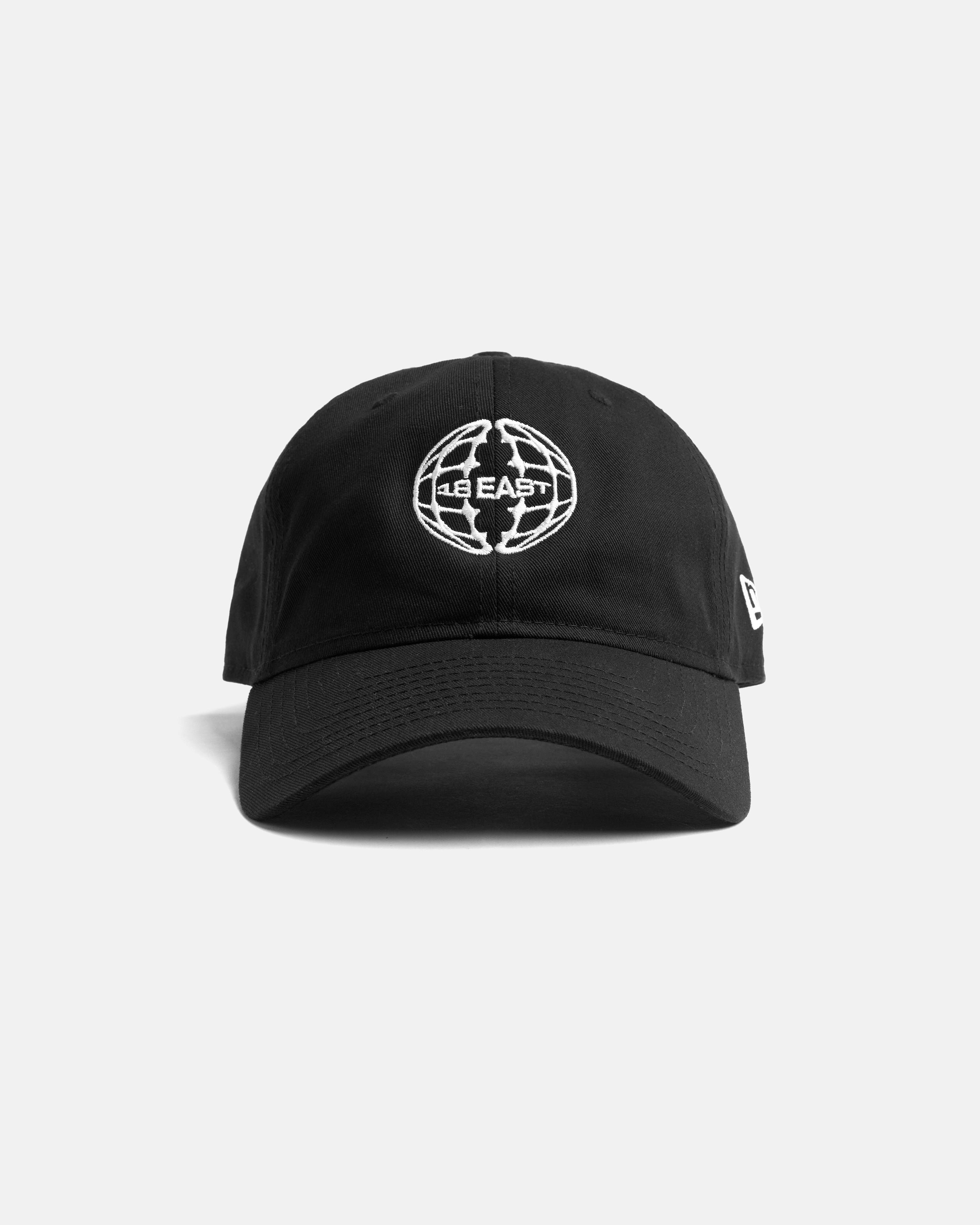 TERRA MAP 6 PANEL HAT - BLACK COTTON TWILL