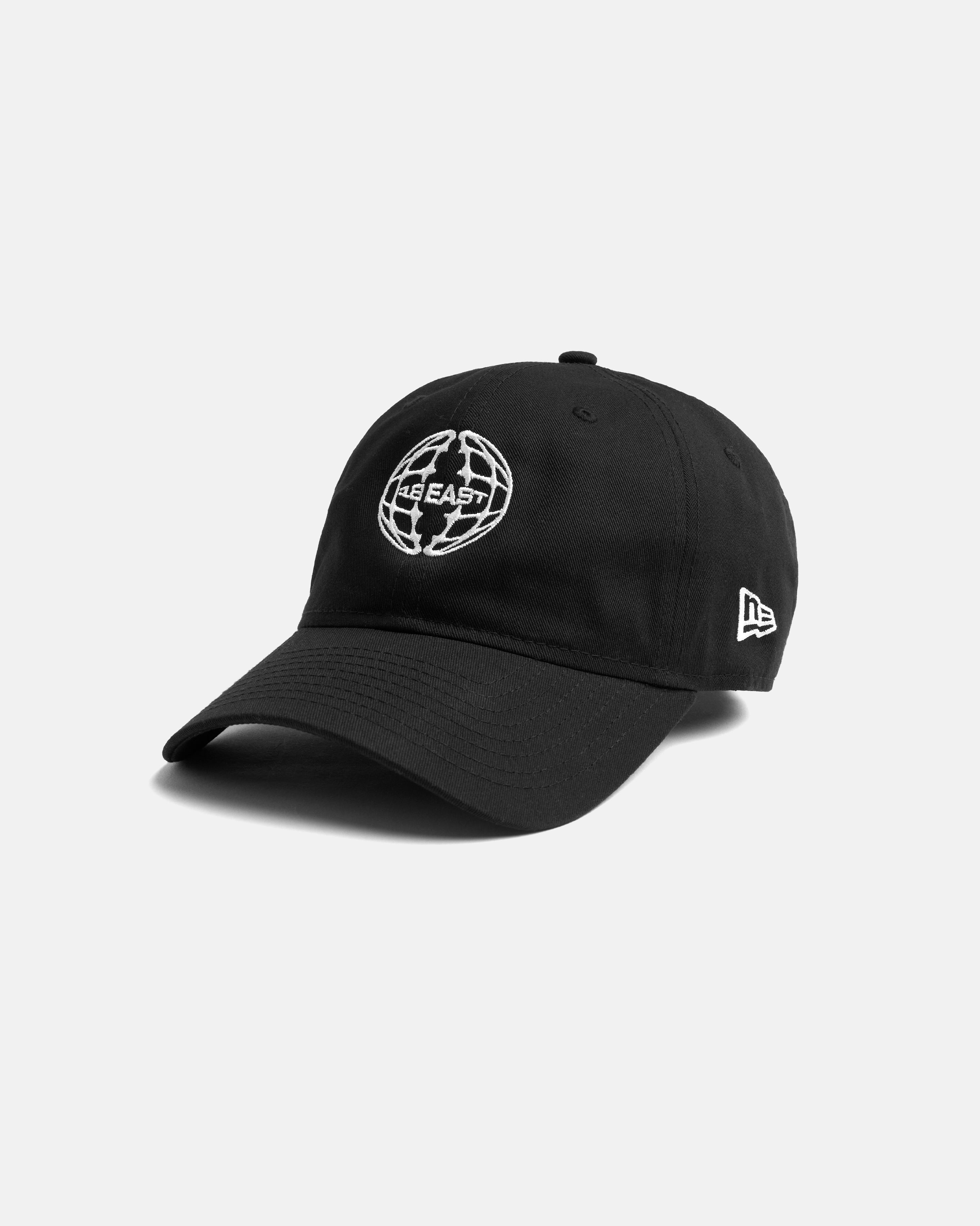 TERRA MAP 6 PANEL HAT - BLACK COTTON TWILL