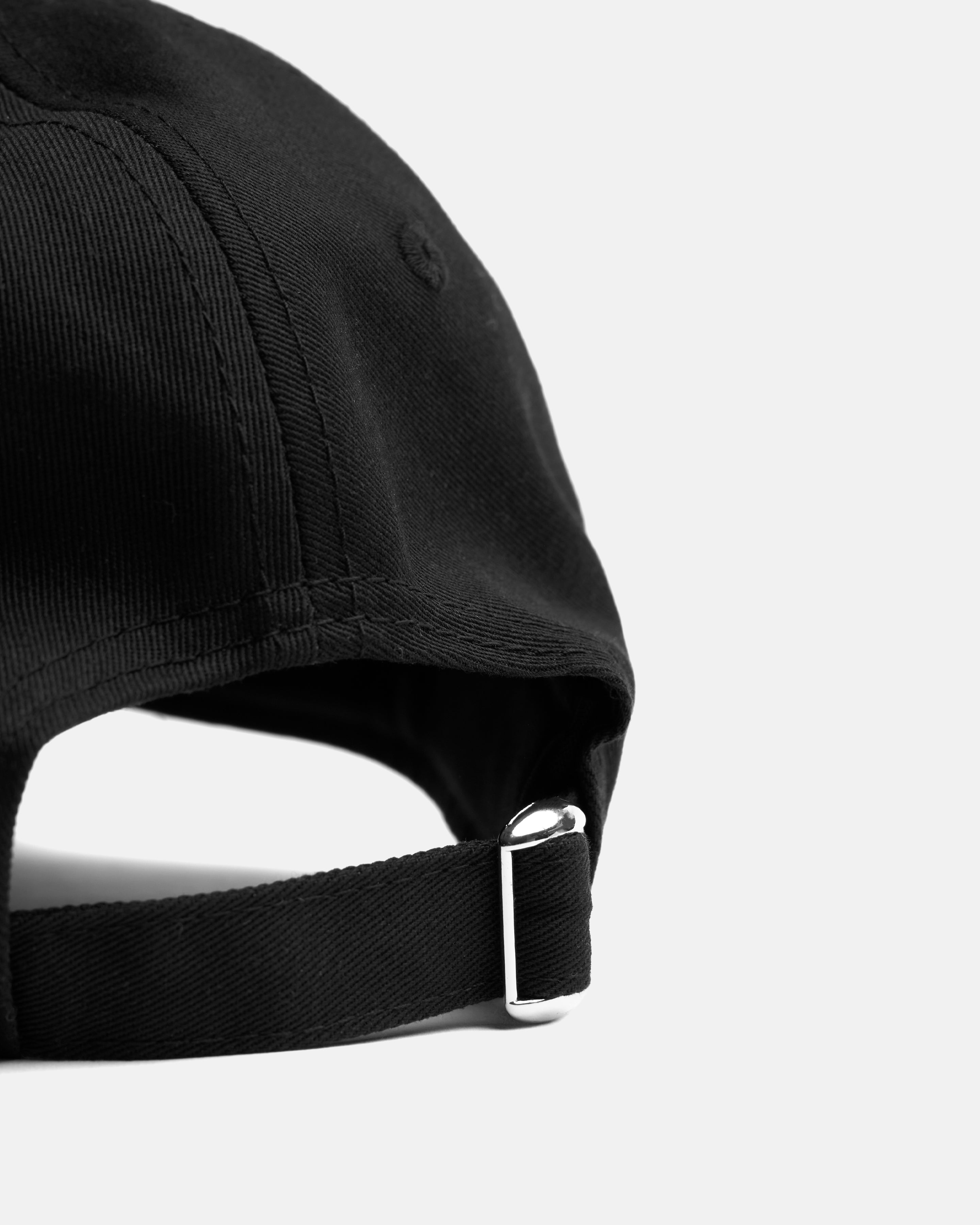 TERRA MAP 6 PANEL HAT - BLACK COTTON TWILL