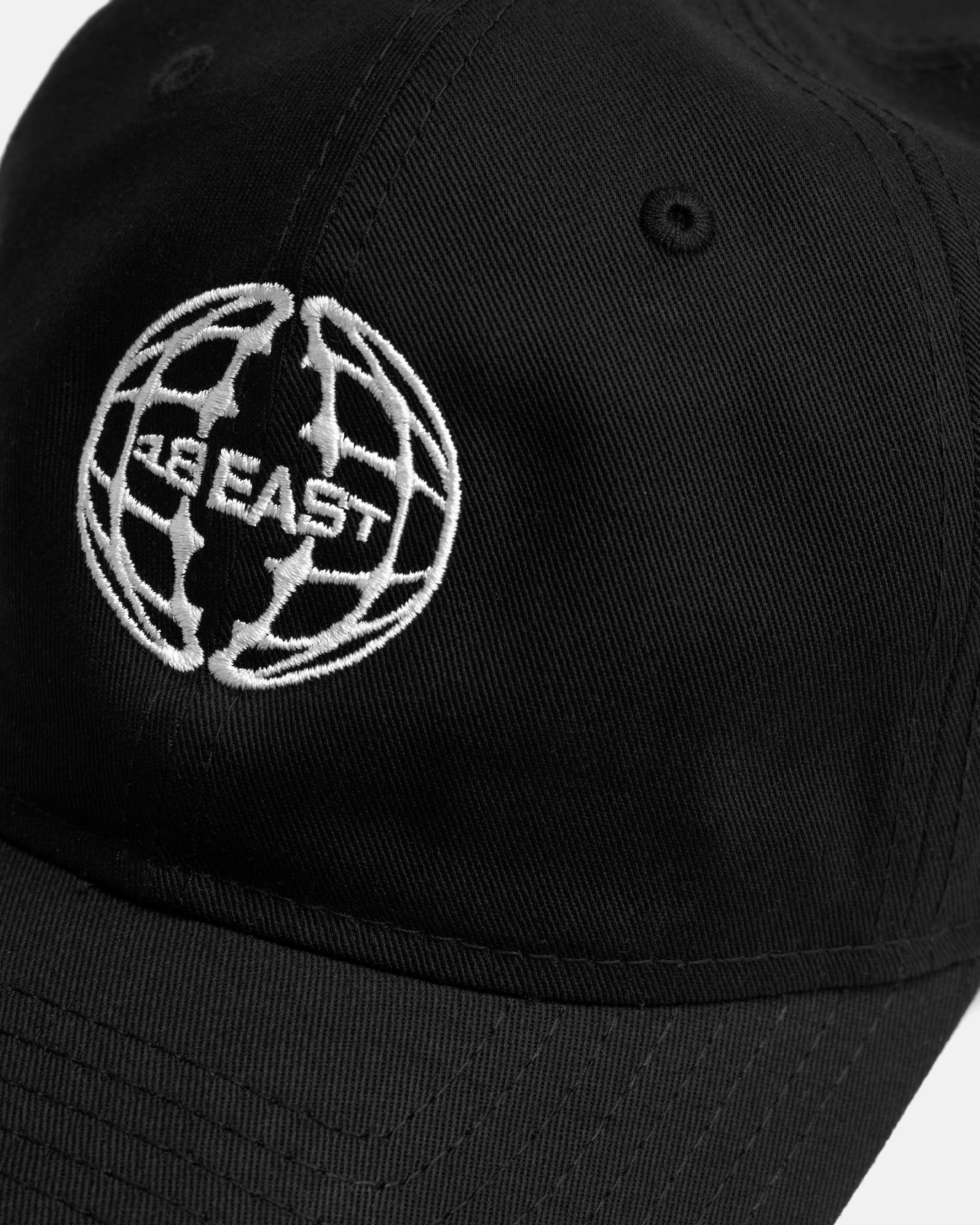 TERRA MAP 6 PANEL HAT - BLACK COTTON TWILL