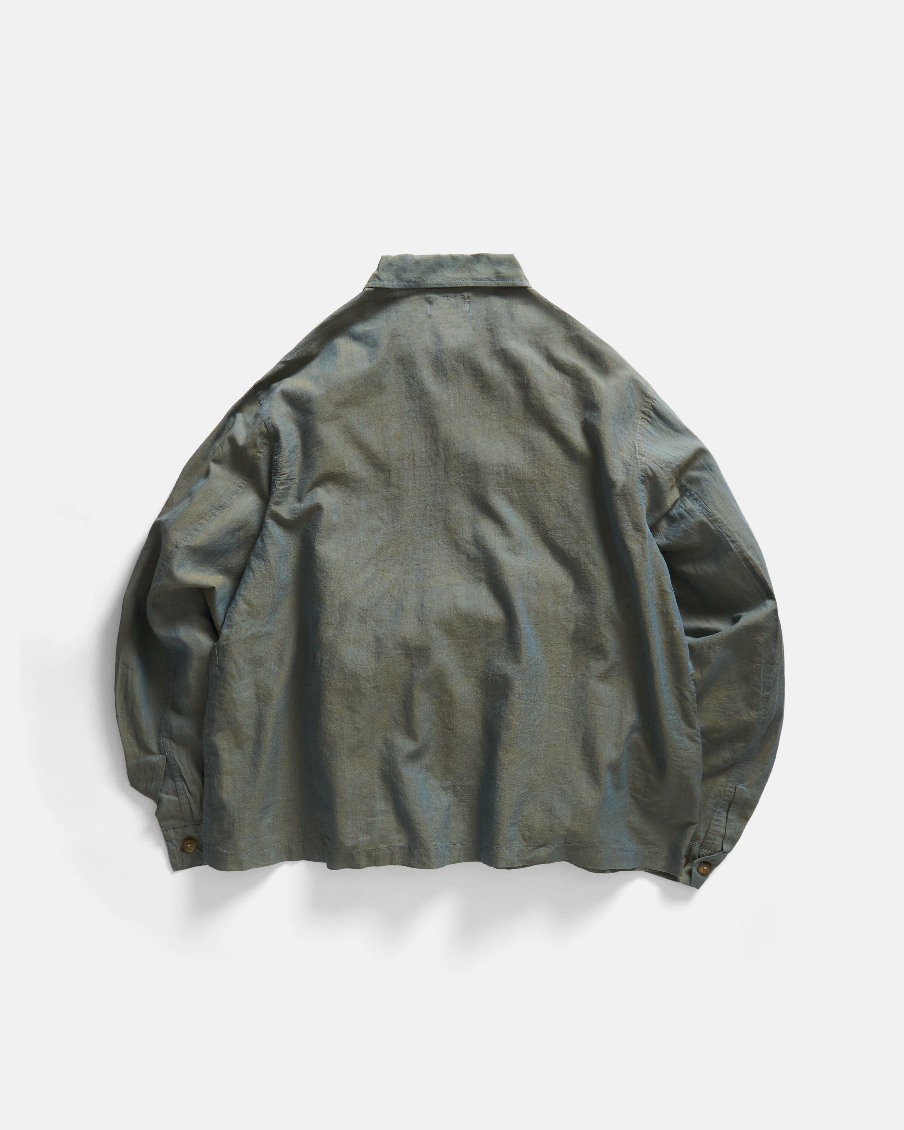 ORANI STRAIGHT HEM WORK SHIRT - NATURAL INDIGO / KELP MELANGE FEATHERWEIGHT KHADI