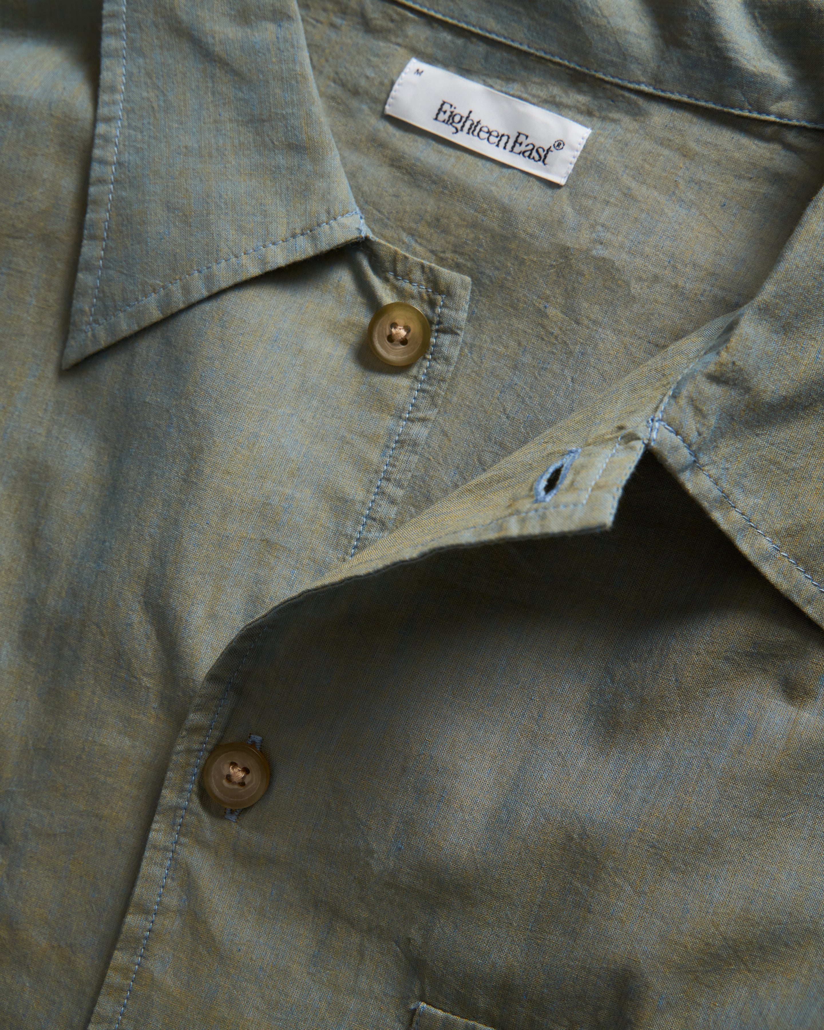 ORANI STRAIGHT HEM WORK SHIRT - NATURAL INDIGO / KELP MELANGE FEATHERWEIGHT KHADI