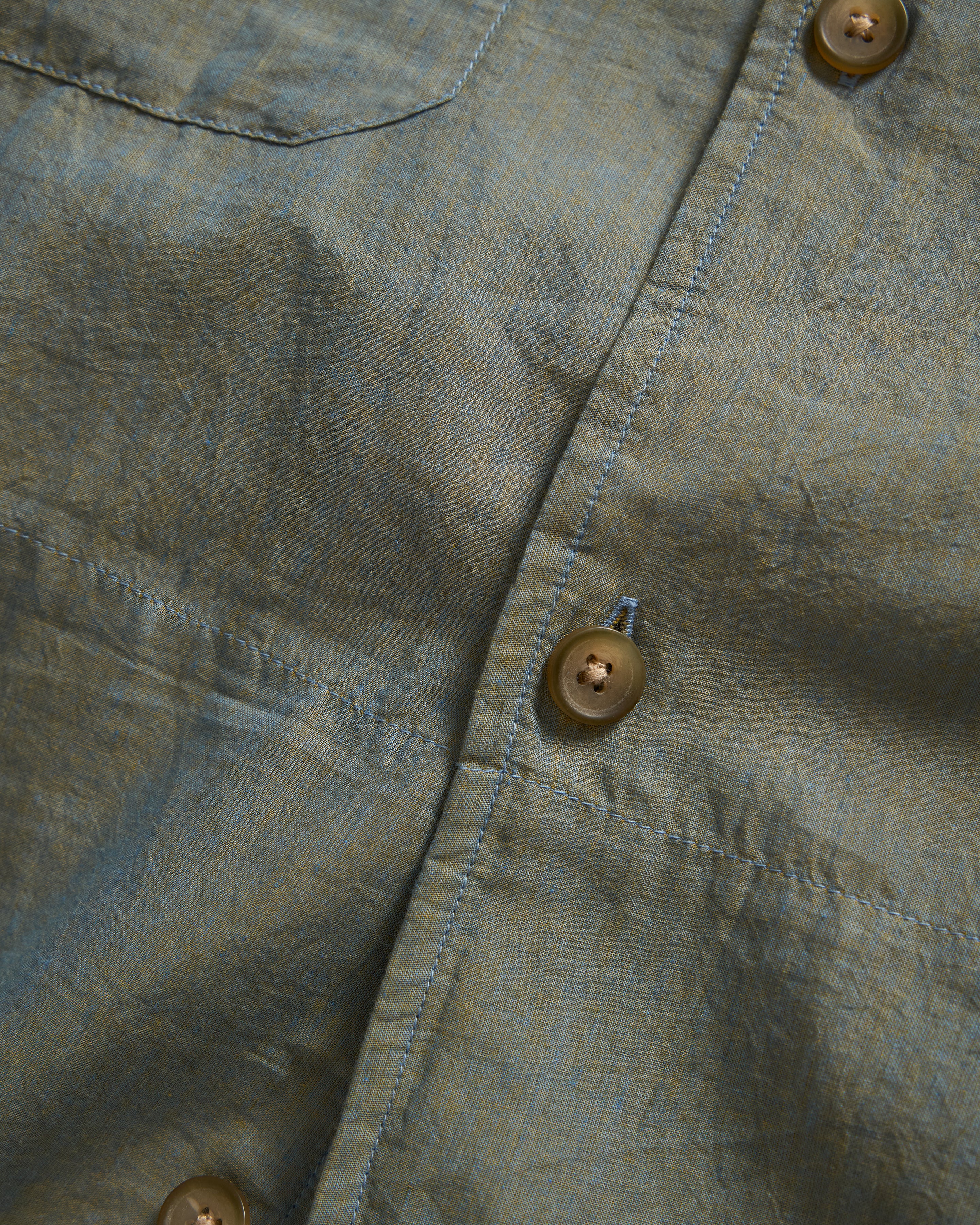 ORANI STRAIGHT HEM WORK SHIRT - NATURAL INDIGO / KELP MELANGE FEATHERWEIGHT KHADI