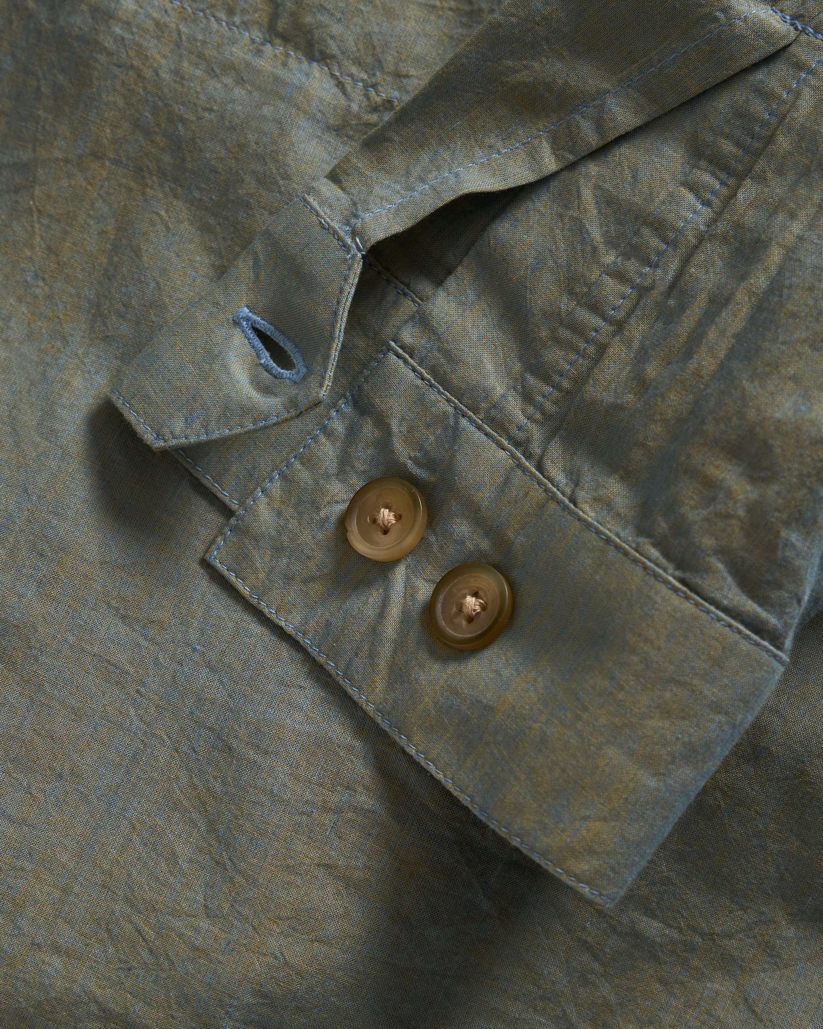 ORANI STRAIGHT HEM WORK SHIRT - NATURAL INDIGO / KELP MELANGE FEATHERWEIGHT KHADI