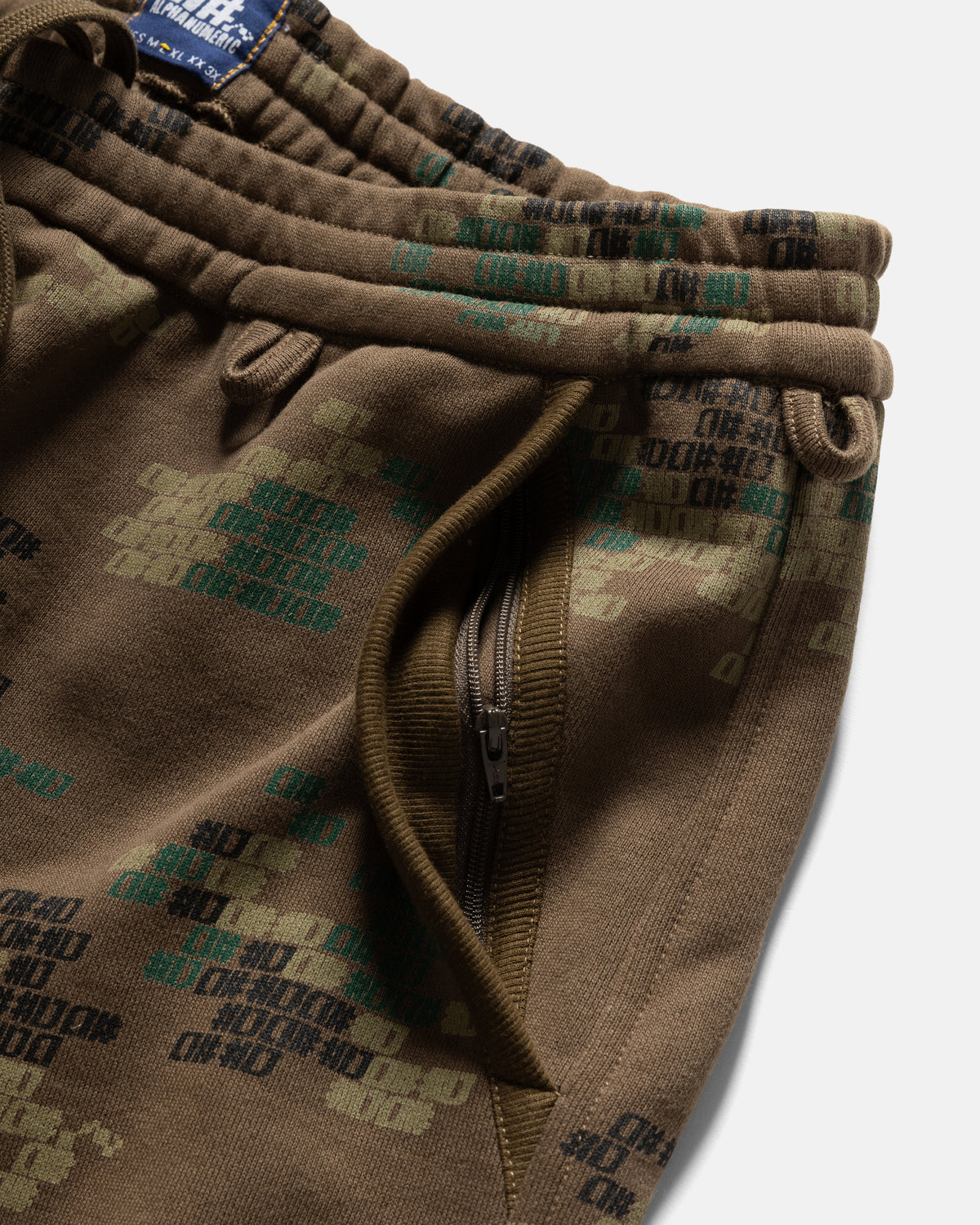 A# ARROTT SWEATPANT - HAND SCREENED WOODLAND A# CAMO 19oz. ALL COTTON LOOPBACK TERRY FLEECE