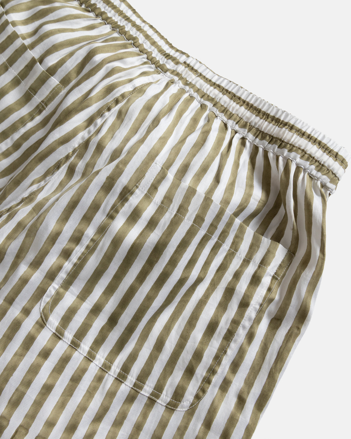 DORMIRE PYJAMA SHORT - ECRU / WASHED OLIVE HAND-BLOCKPRINTED SUVIN COTTON