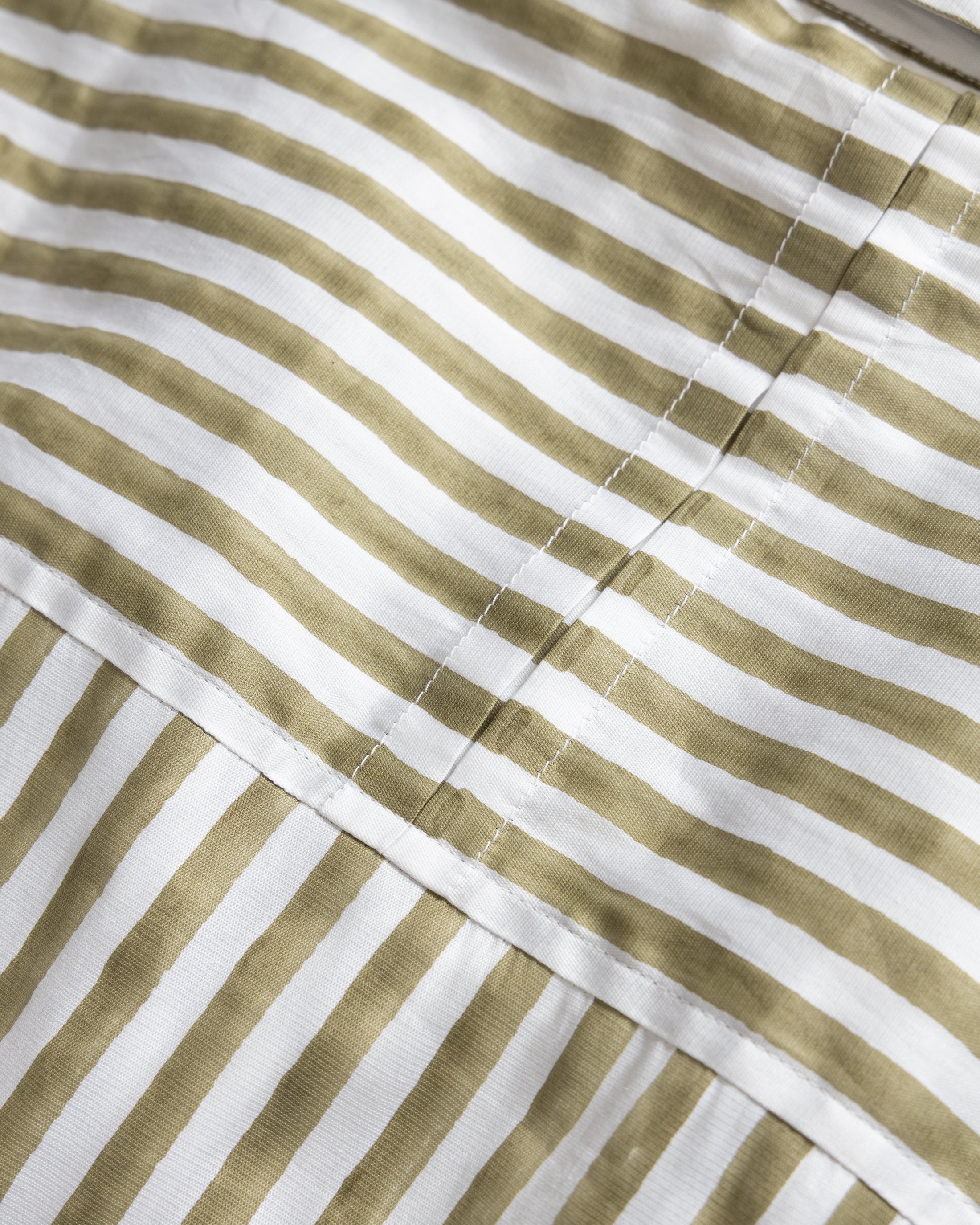 DORMIRE PYJAMA SHIRT - ECRU / WASHED OLIVE HAND-BLOCKPRINTED SUVIN COTTON