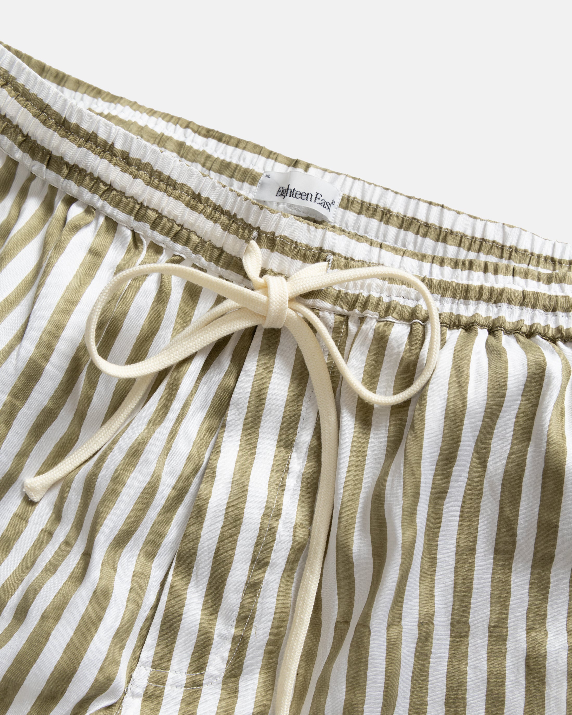 DORMIRE PYJAMA SHORT - ECRU / WASHED OLIVE HAND-BLOCKPRINTED SUVIN COTTON