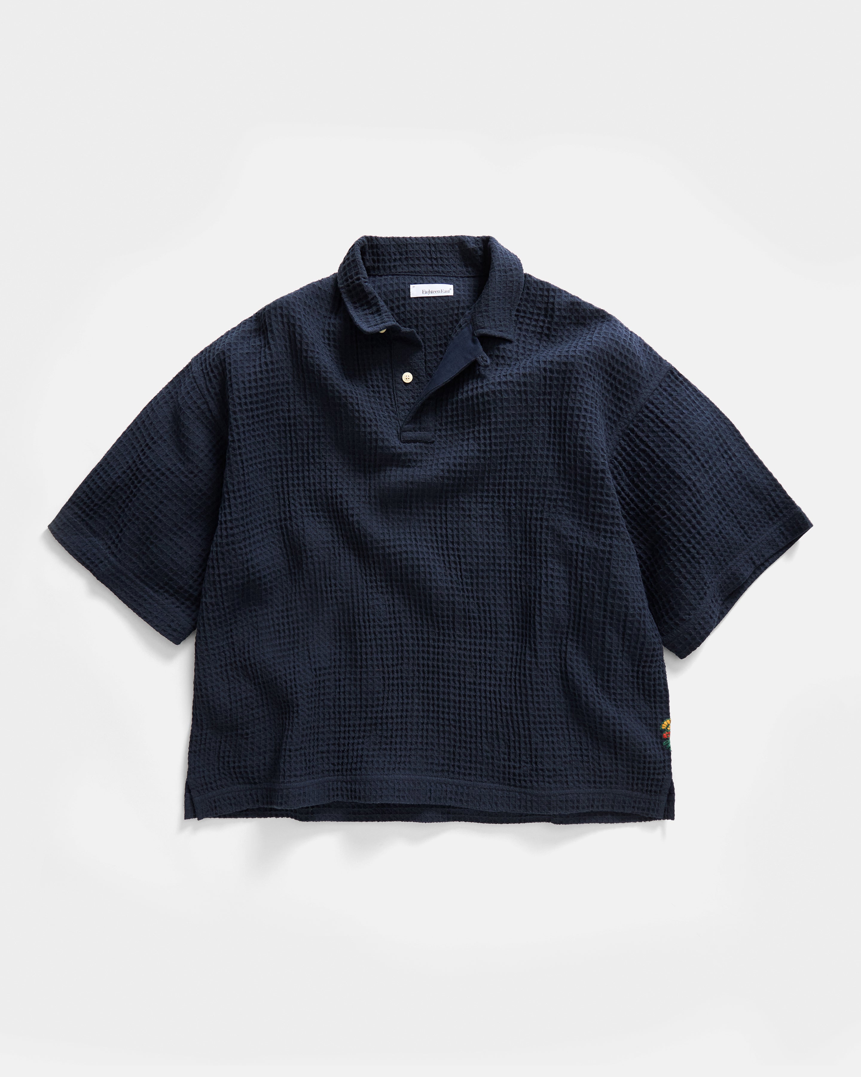 PETER SS POLO - BLUE GRAPHITE WOVEN COTTON THERMAL
