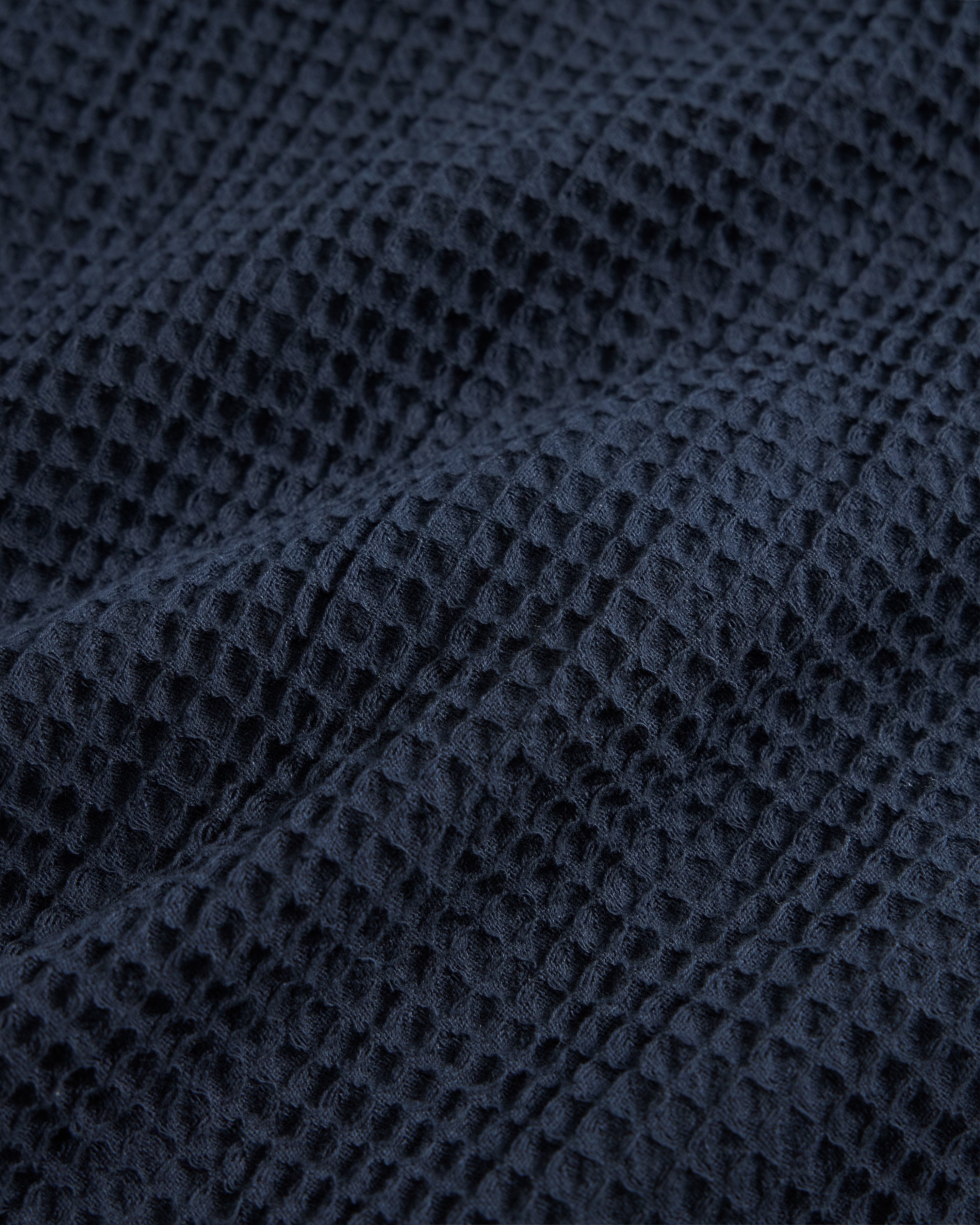 PETER SS POLO - BLUE GRAPHITE WOVEN COTTON THERMAL
