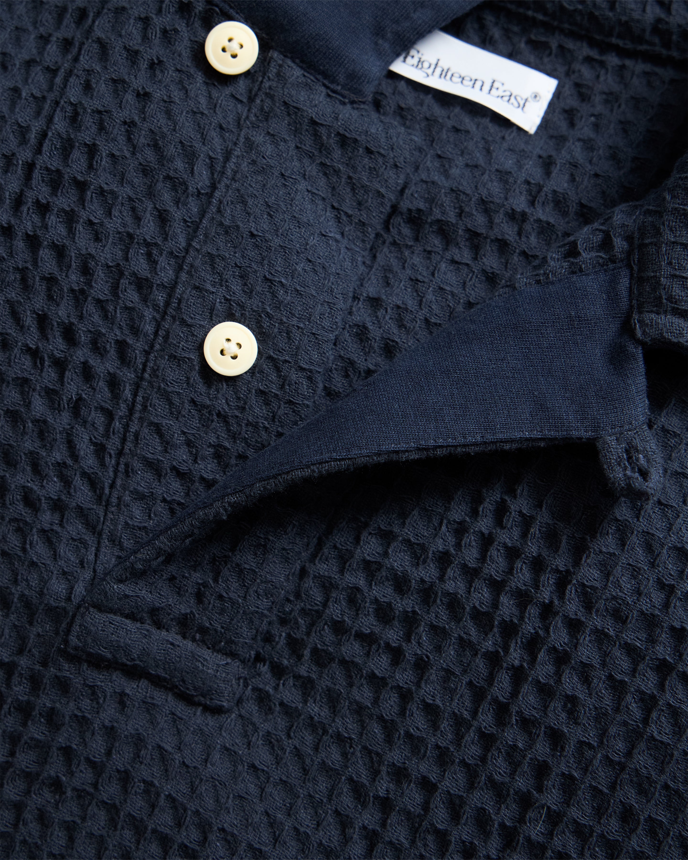 PETER SS POLO - BLUE GRAPHITE WOVEN COTTON THERMAL