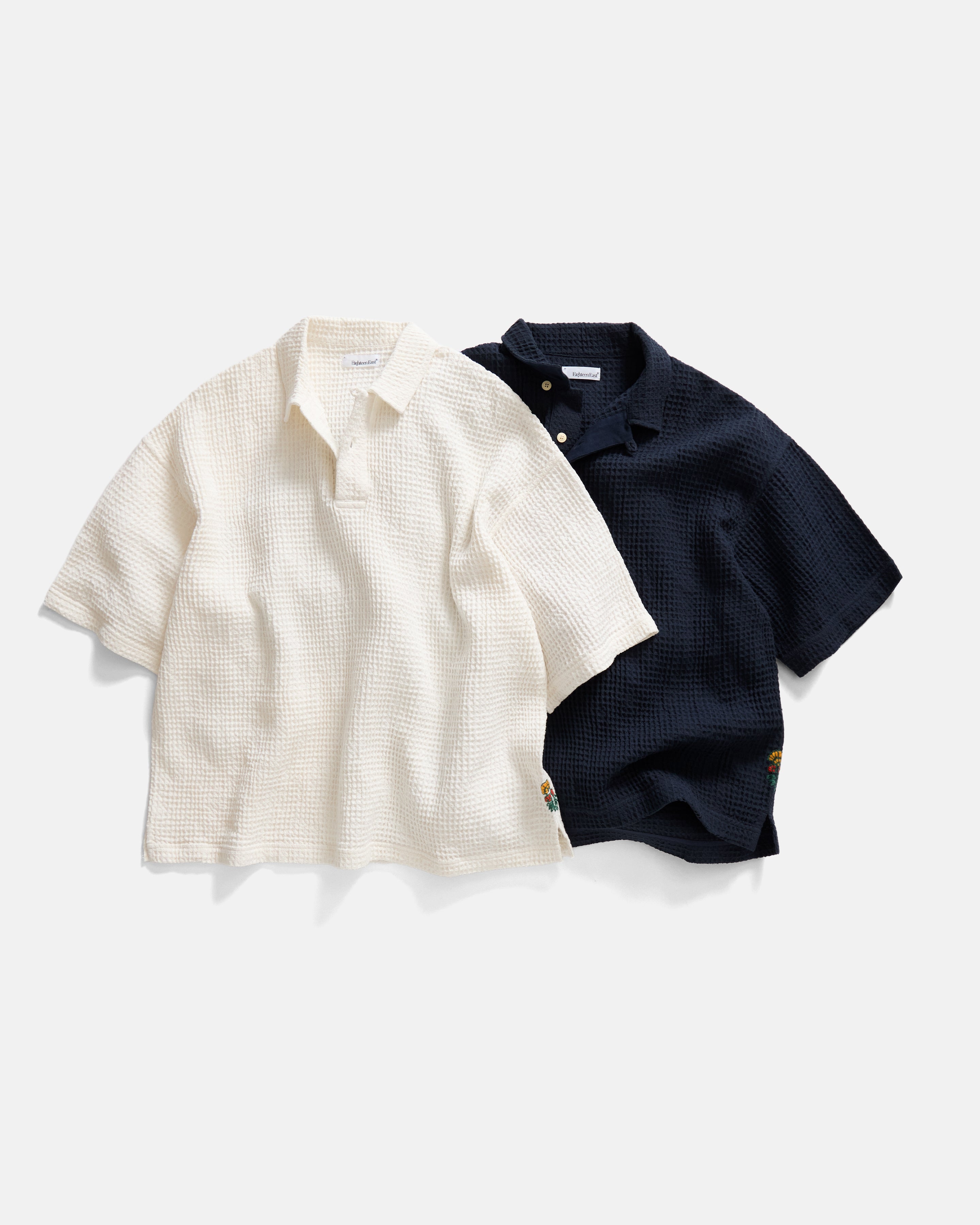 PETER SS POLO - SALT WOVEN COTTON THERMAL