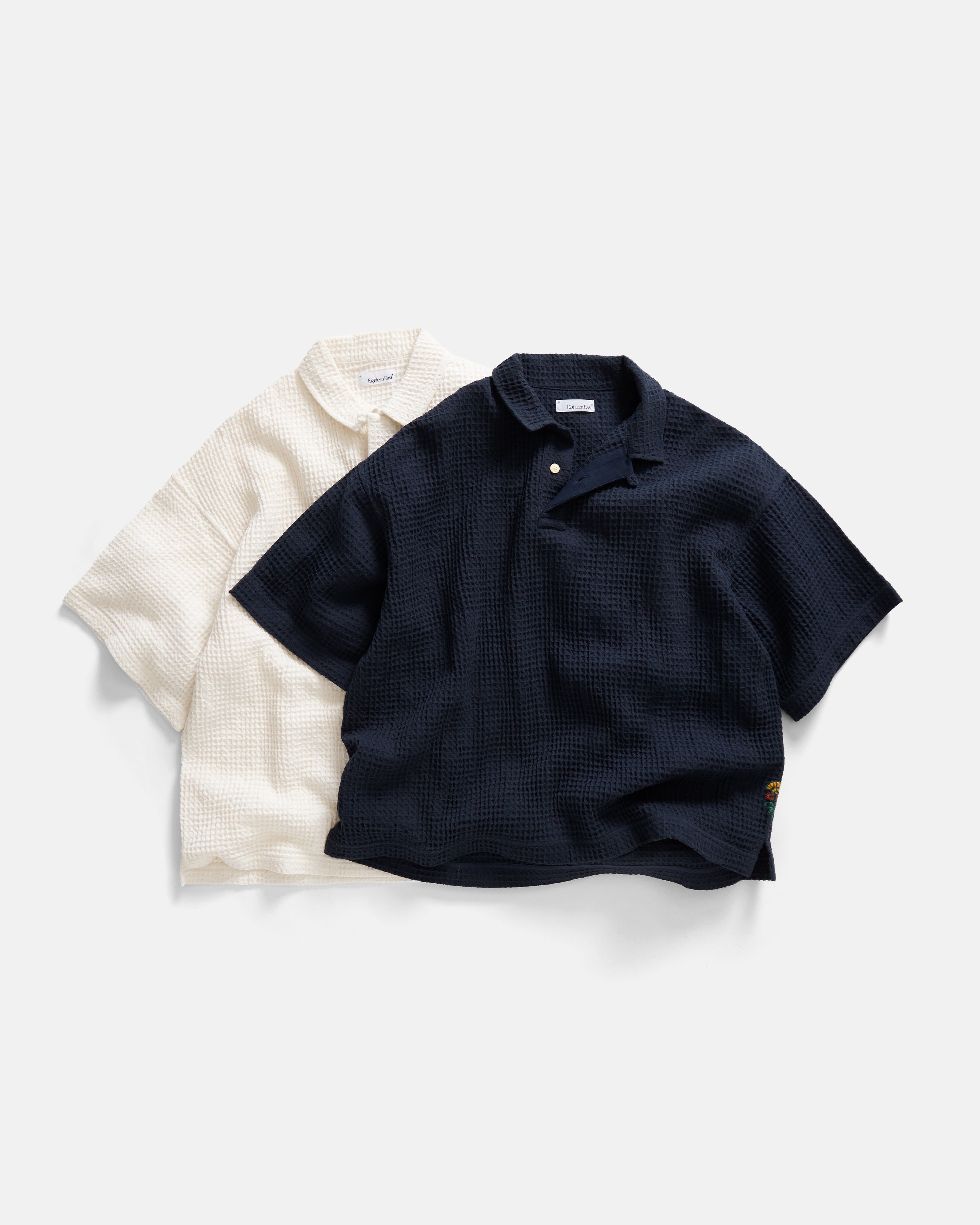 PETER SS POLO - BLUE GRAPHITE WOVEN COTTON THERMAL