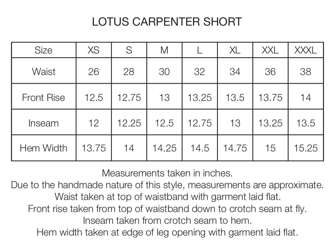 LOTUS CARPENTER SHORT - MIDNIGHT / ECRU / CHOCOLATE SCATTER EMBROIDERED COTTON MICRO RIPSTOP