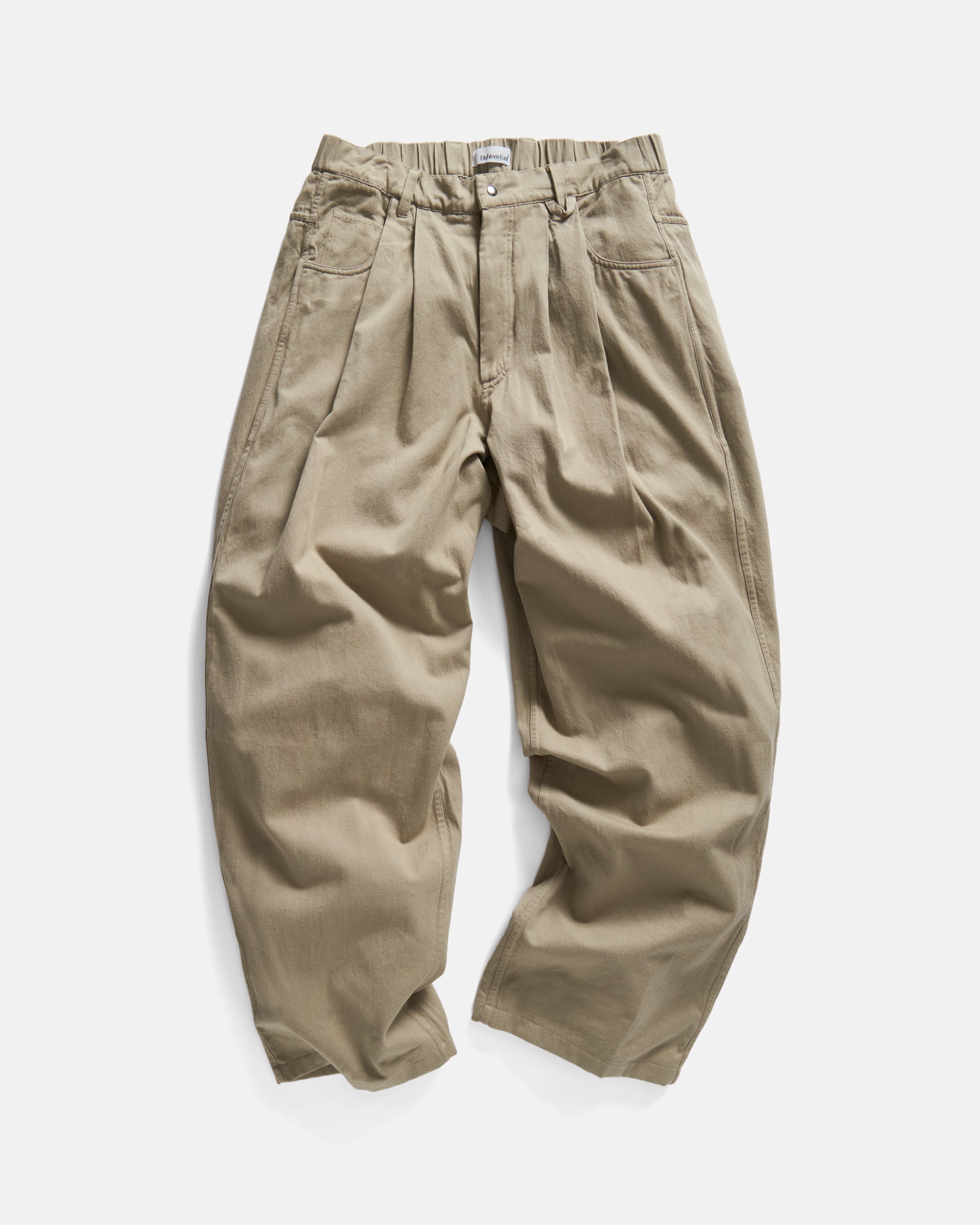 PIEGA DOUBLE PLEATED PANT - FADED KHAKI COTTON BARLEYCORN