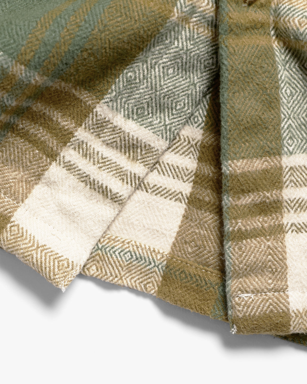 PILCHUCK WORK SHIRT - SALT / BRONZE / MOSS DIAMONDWEAVE HEAVYWEIGHT BRUSHED COTTON FLANNEL