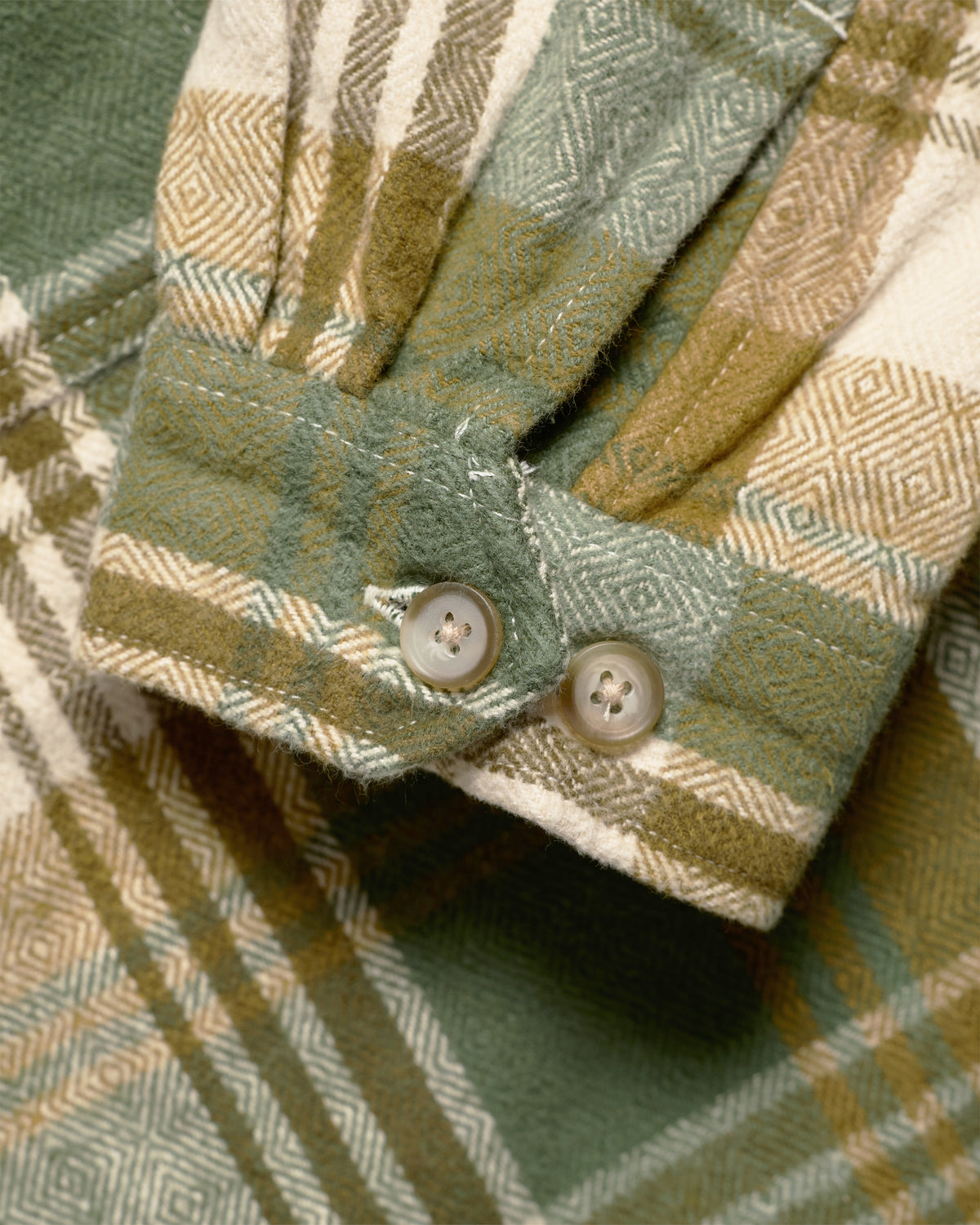 PILCHUCK WORK SHIRT - SALT / BRONZE / MOSS DIAMONDWEAVE HEAVYWEIGHT BRUSHED COTTON FLANNEL