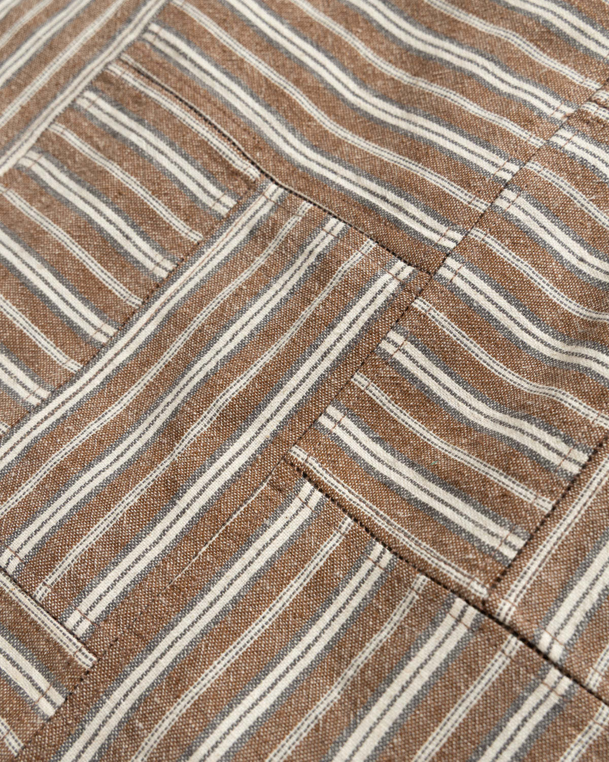 18" X 18" PIPED PATCHWORK THROW PILLOW CASE - RUSSETT BROWN / DEEP FOG / ECRU KHADI COTTON OXFORD