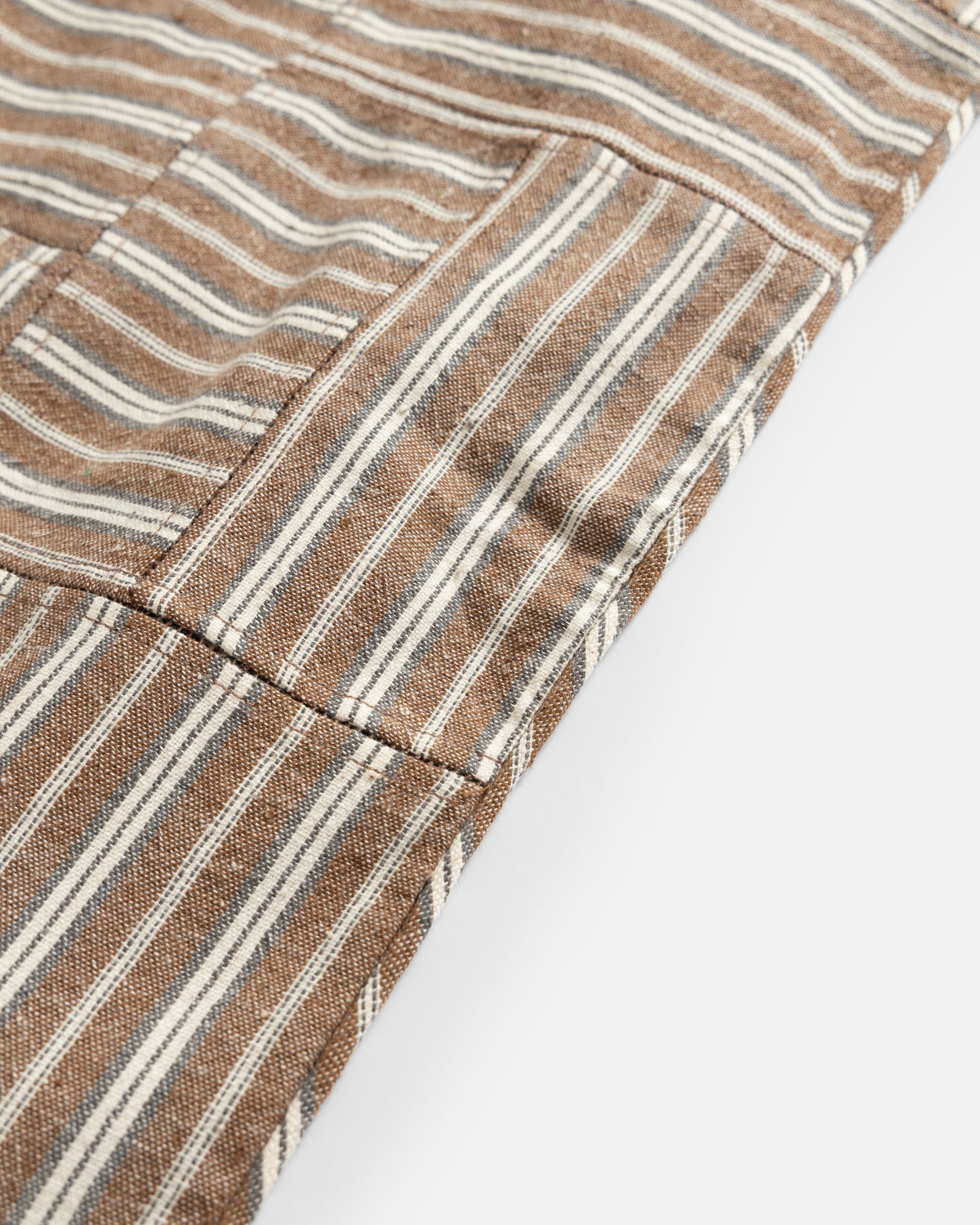 18" X 18" PIPED PATCHWORK THROW PILLOW CASE - RUSSETT BROWN / DEEP FOG / ECRU KHADI COTTON OXFORD