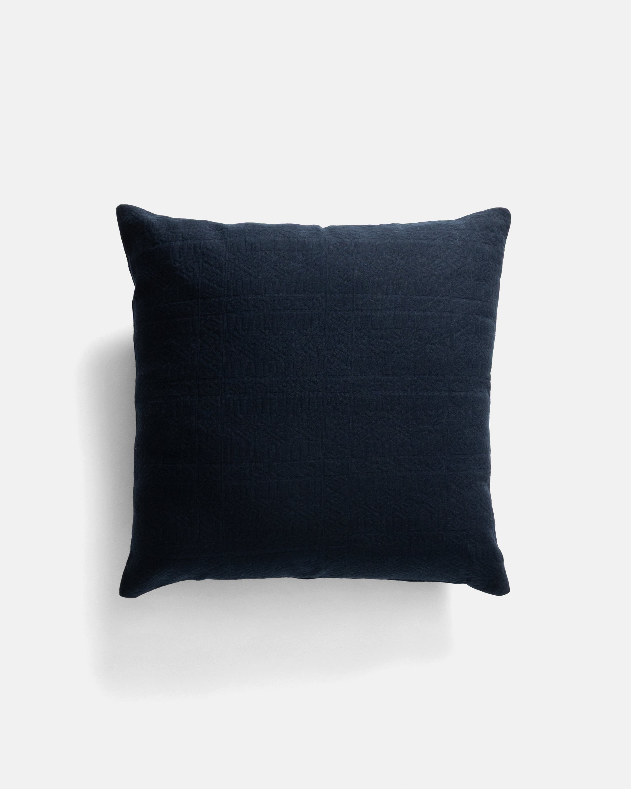 18" X 18" THROW PILLOW  CASE - NAVY "GORECKI" DOUBLE WEAVE JACQUARD COTTON