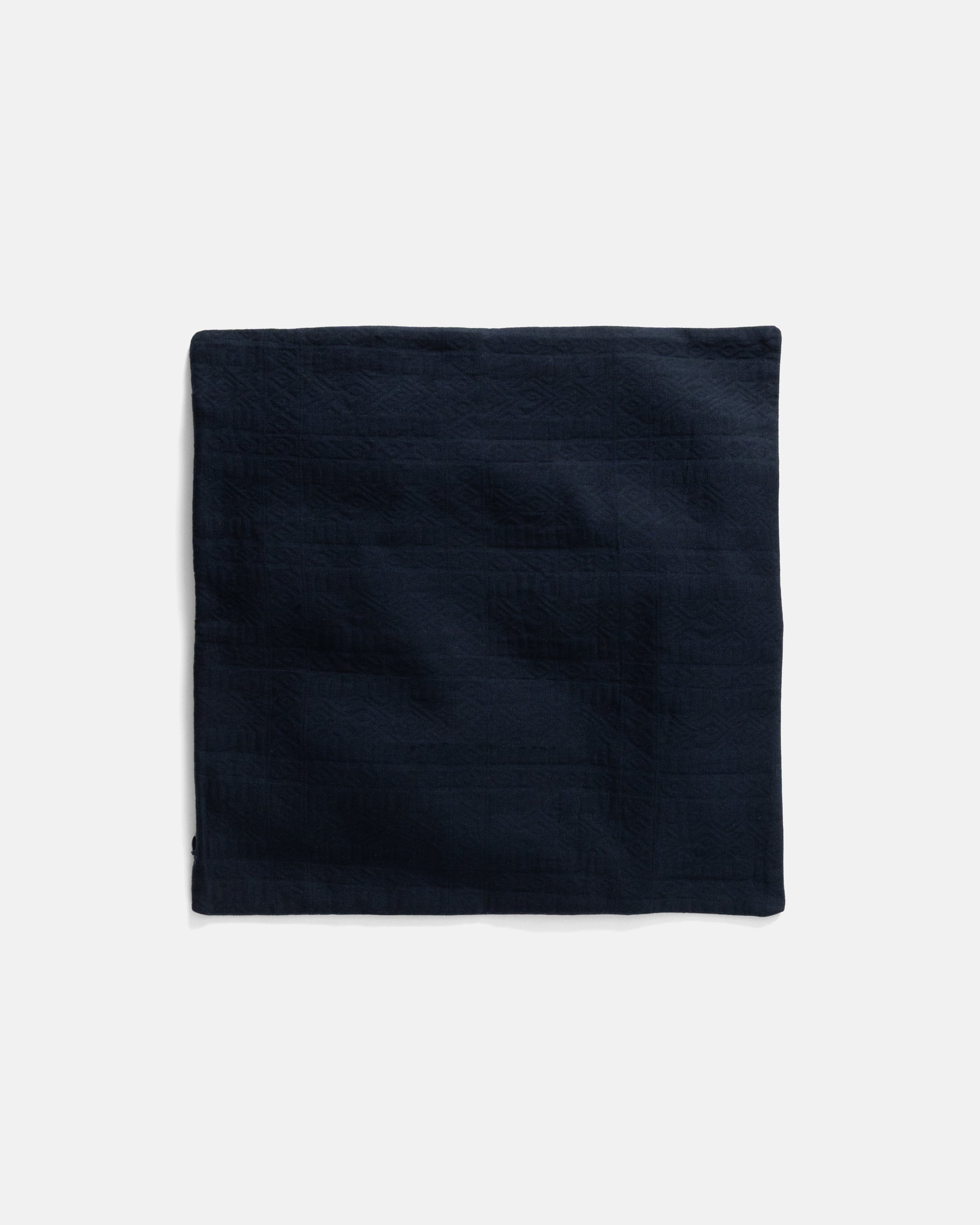 18" X 18" THROW PILLOW  CASE - NAVY "GORECKI" DOUBLE WEAVE JACQUARD COTTON