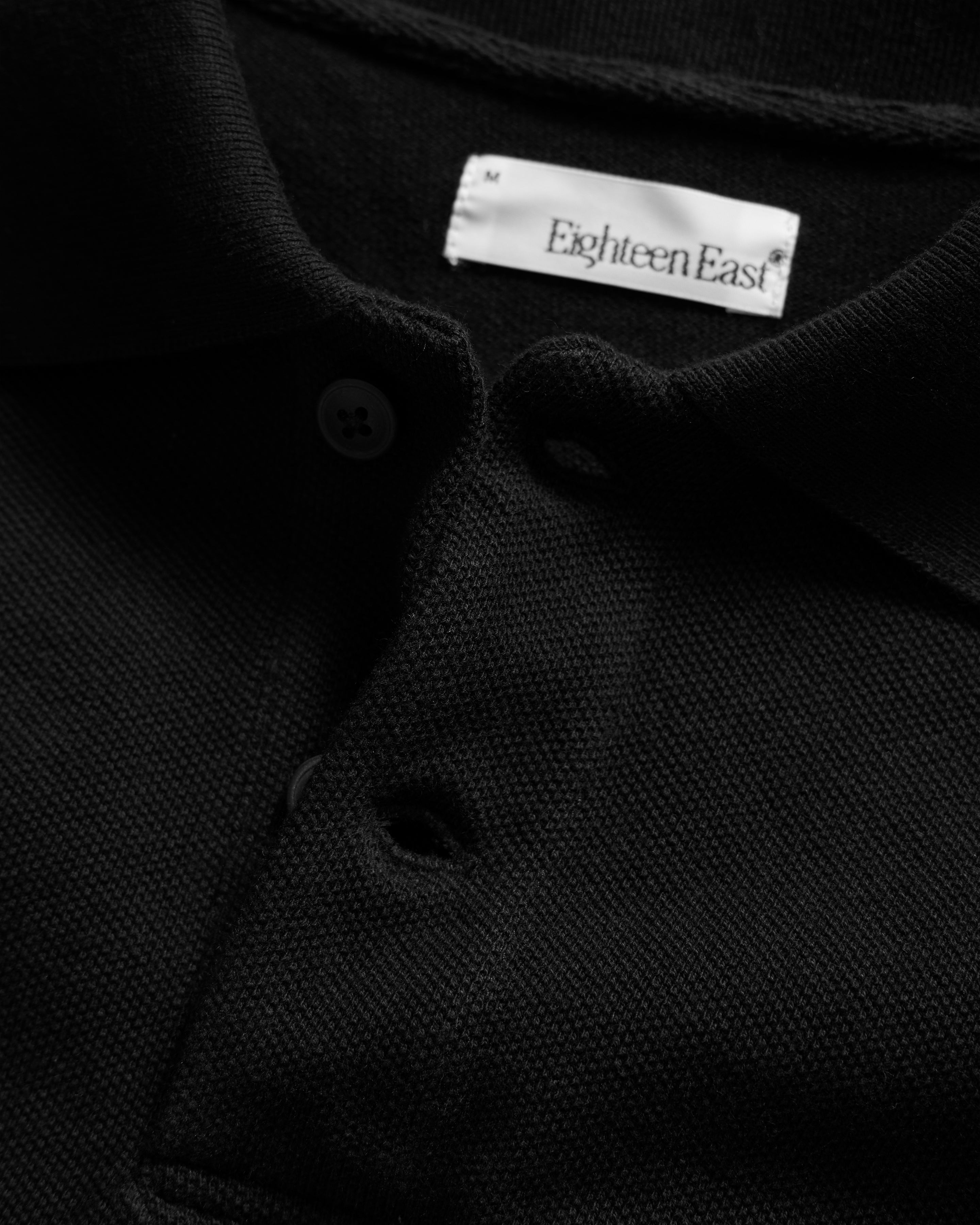 ELM S/S POLO - BLACK ALL COTTON PIQUE