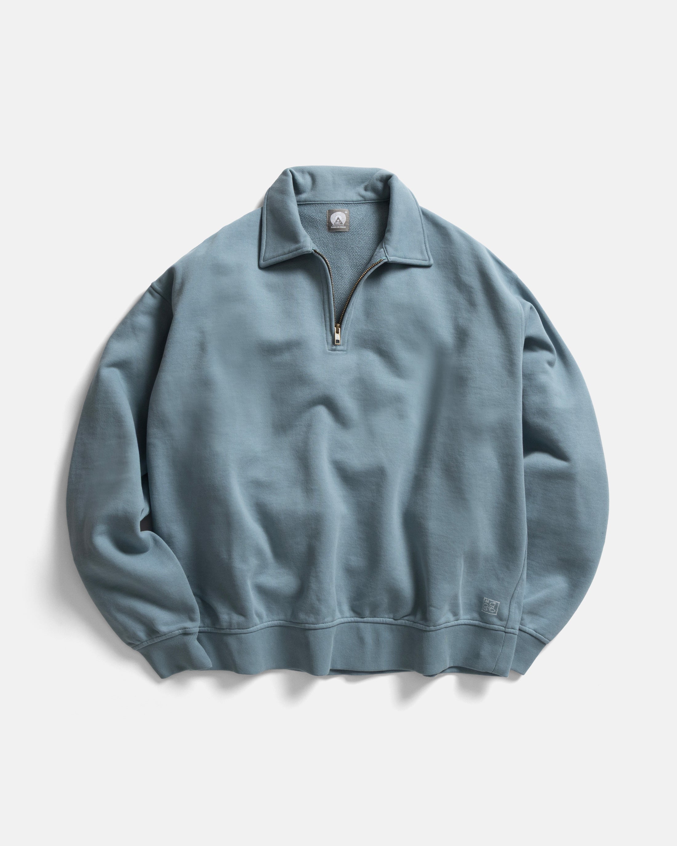 COLLAN ZIP COLLAR SWEATSHIRT - CITADEL BLUE 19oz. ALL COTTON LOOPBACK TERRY FLEECE