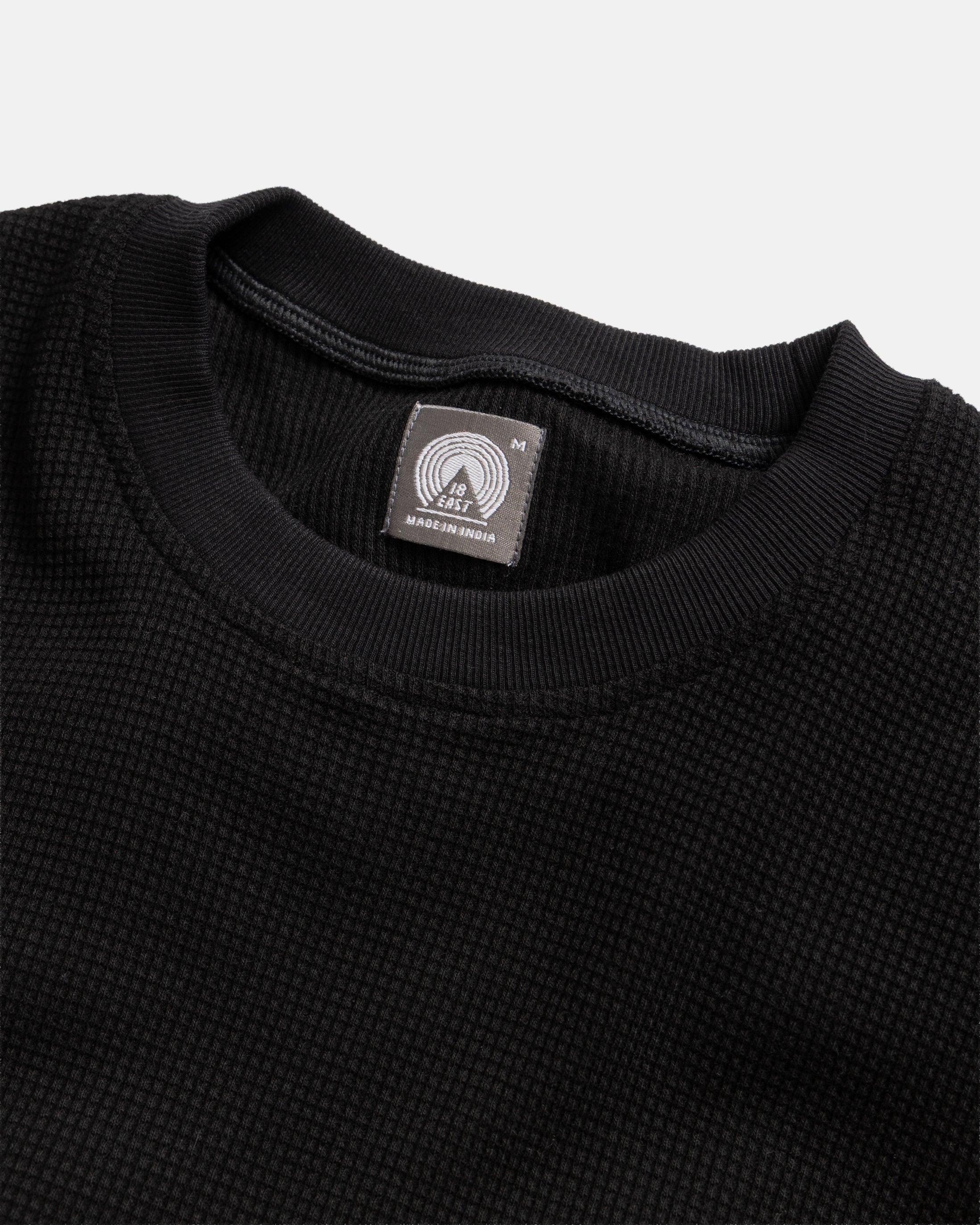 HIROCK LTE HALF SLEEVE CREWNECK - BLACK TECH COTTON LIGHTWEIGHT