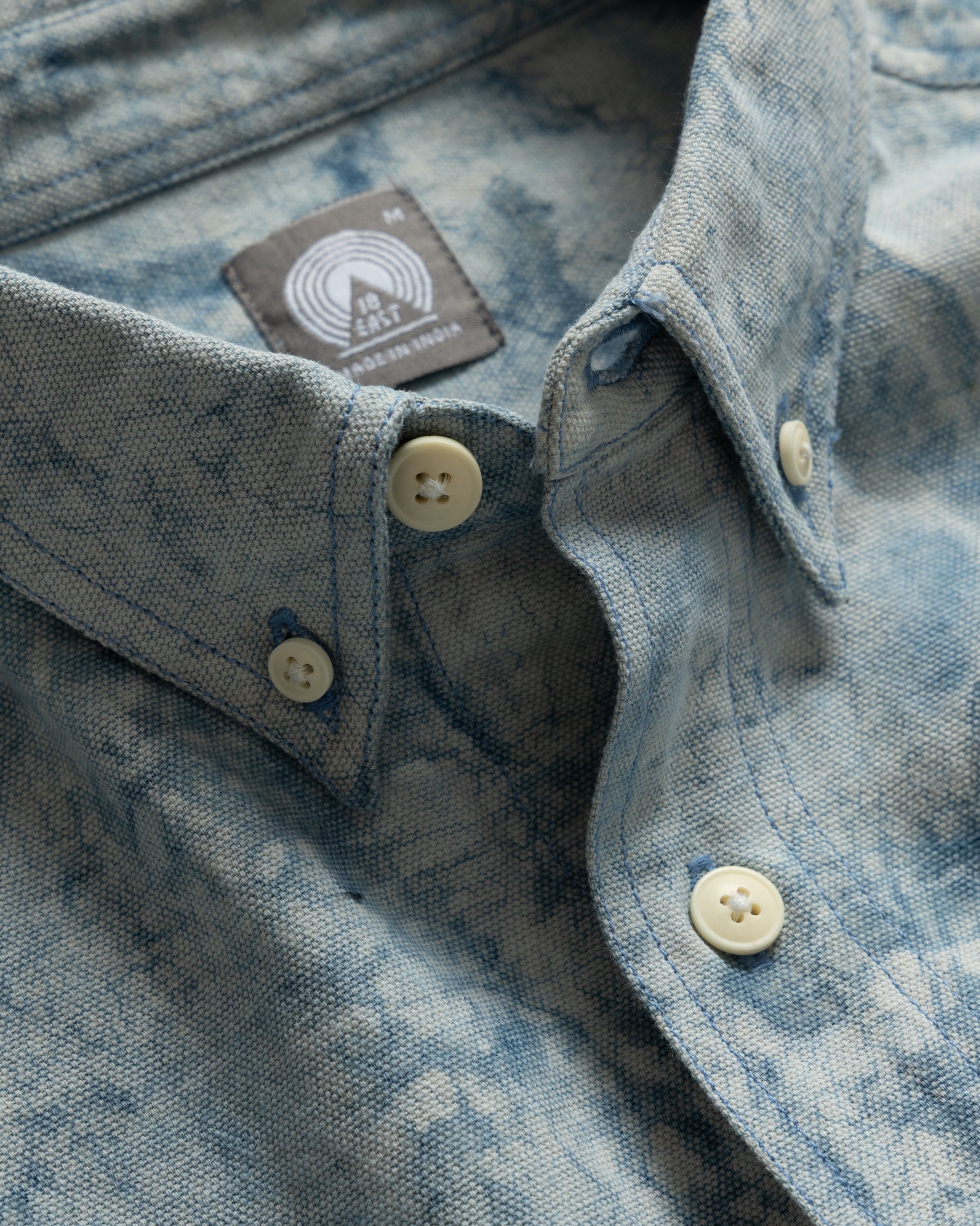 WOLF BUTTON-DOWN SHIRT - INDIGO DABU DYED HEAVY OXFORD CLOTH