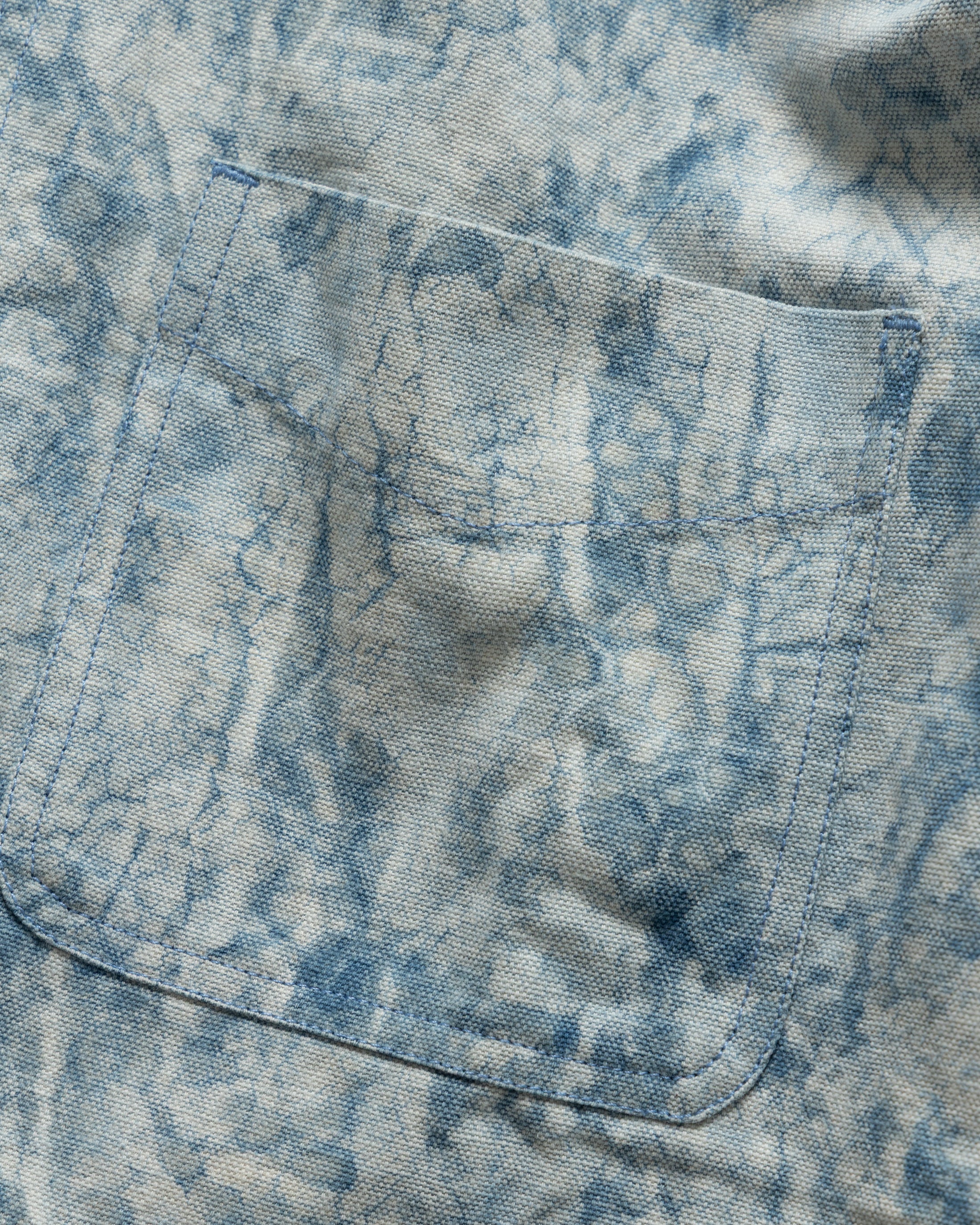 WOLF BUTTON-DOWN SHIRT - INDIGO DABU DYED HEAVY OXFORD CLOTH