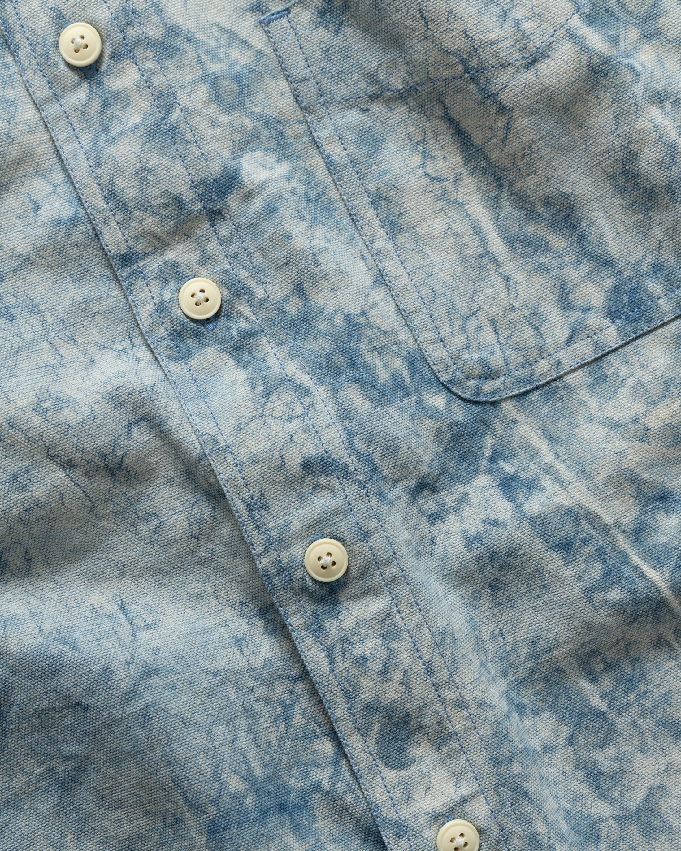 WOLF BUTTON-DOWN SHIRT - INDIGO DABU DYED HEAVY OXFORD CLOTH