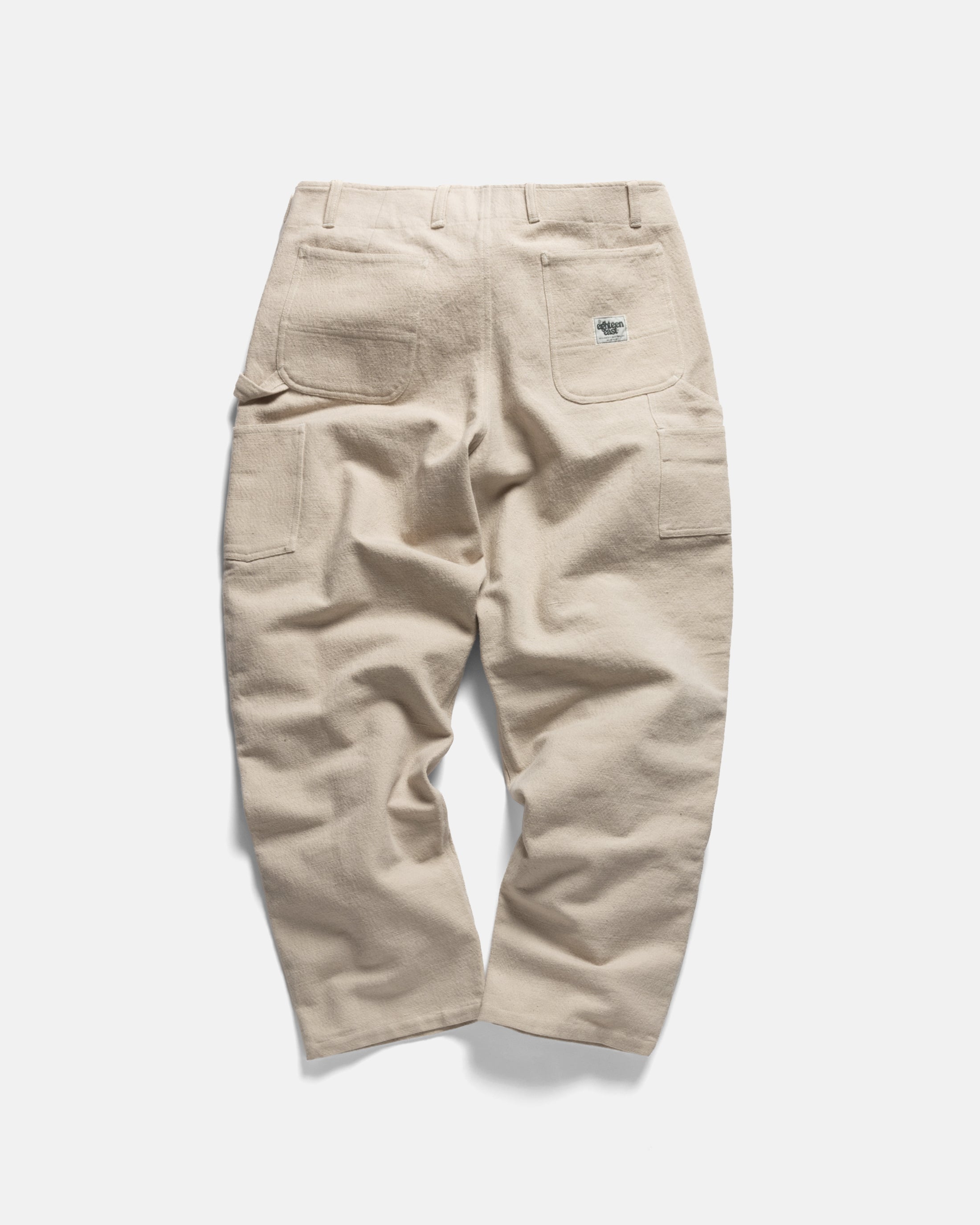 ELI HAND-EMBROIDERED DOUBLE KNEE WORK PANT - AGED SAND HANDSPUN COTTON CANVAS