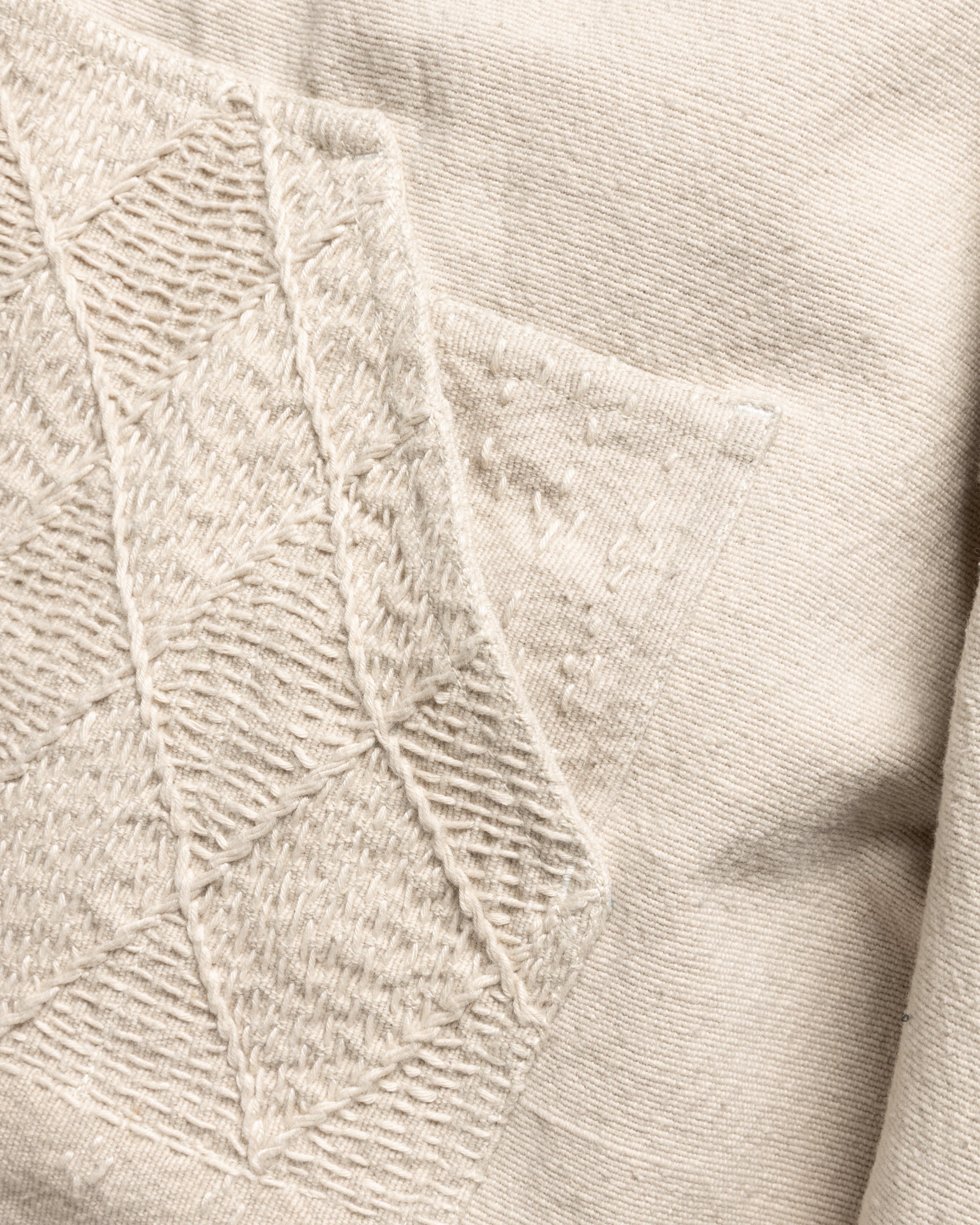 ELI HAND-EMBROIDERED DOUBLE KNEE WORK PANT - AGED SAND HANDSPUN COTTON CANVAS