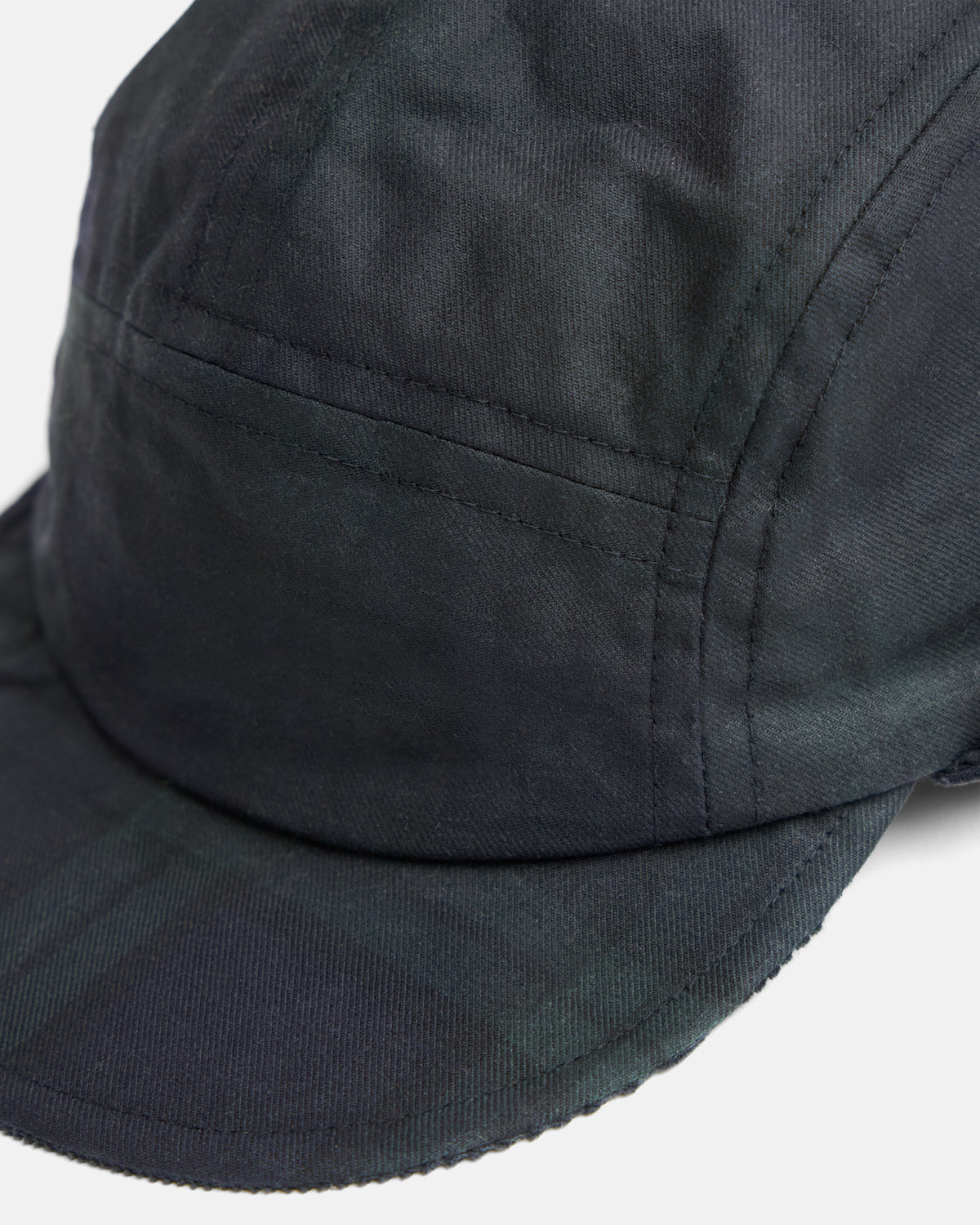 RAINIER TRAPPER HAT - BARELY BLACKWATCH BEESWAX COATED COTTON TWILL AND BLACK COTTON CORDUROY