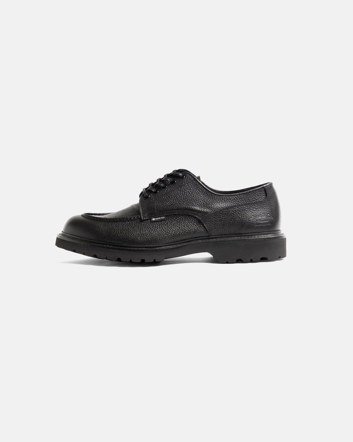 REGAL SHOE & CO. GORE-TEX U-TIP DERBY - BLACK PEBBLED GRAIN SANYO LEATHER