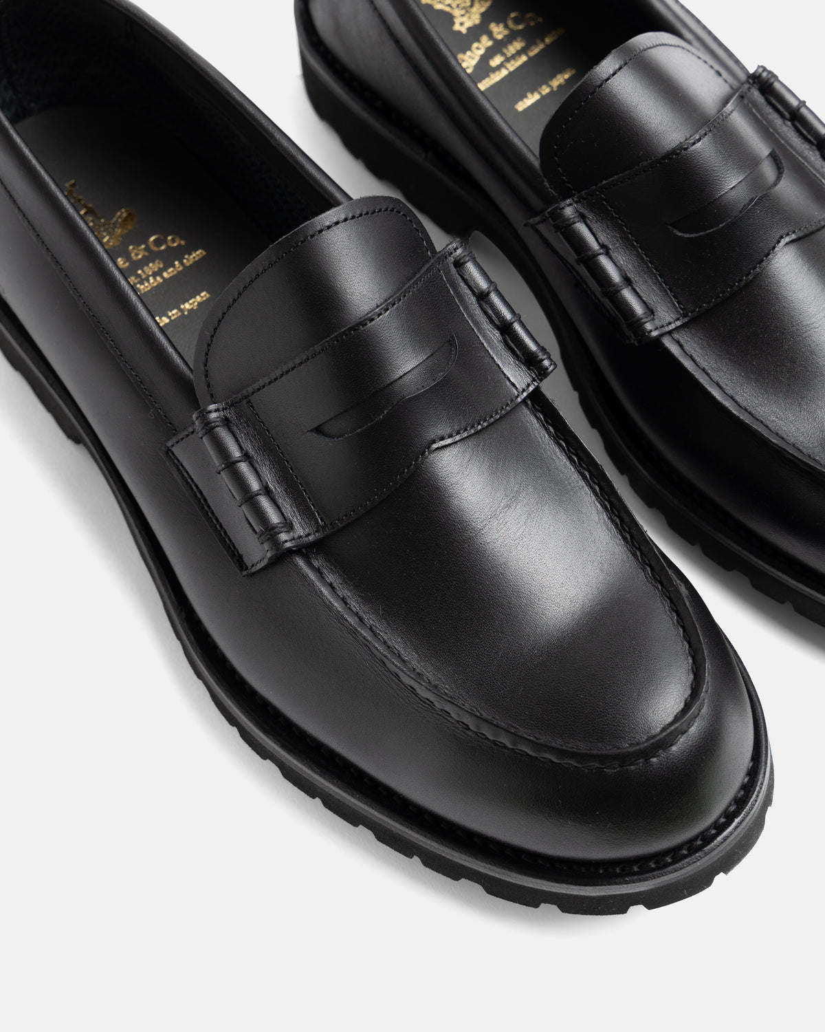 REGAL SHOE & CO. GORE-TEX BEEFROLL PENNY LOAFER - BLACK CALF LEATHER