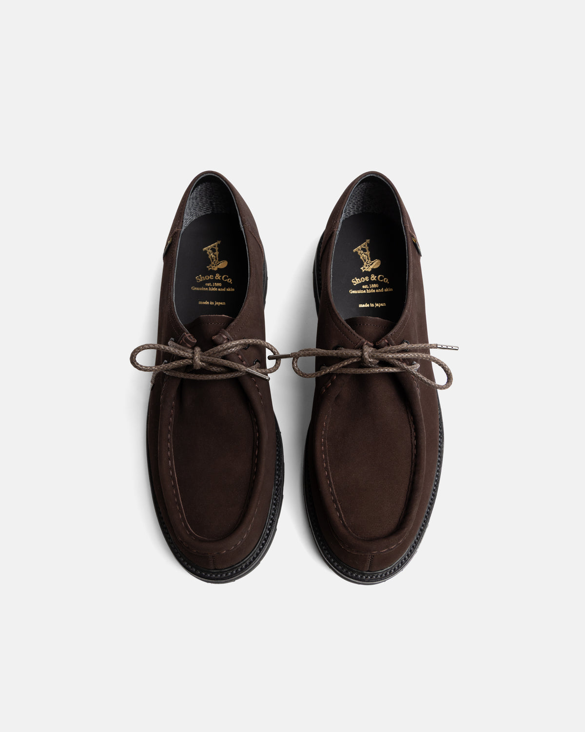 REGAL SHOE & CO. GORE-TEX TYROLEAN MOC-TOE DERBY - CHOCOLATE BROWN NUBUCK LEATHER