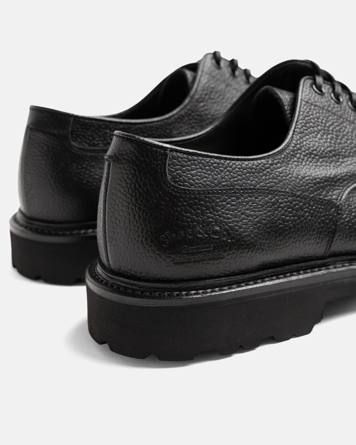 REGAL SHOE & CO. GORE-TEX U-TIP DERBY - BLACK PEBBLED GRAIN SANYO LEATHER