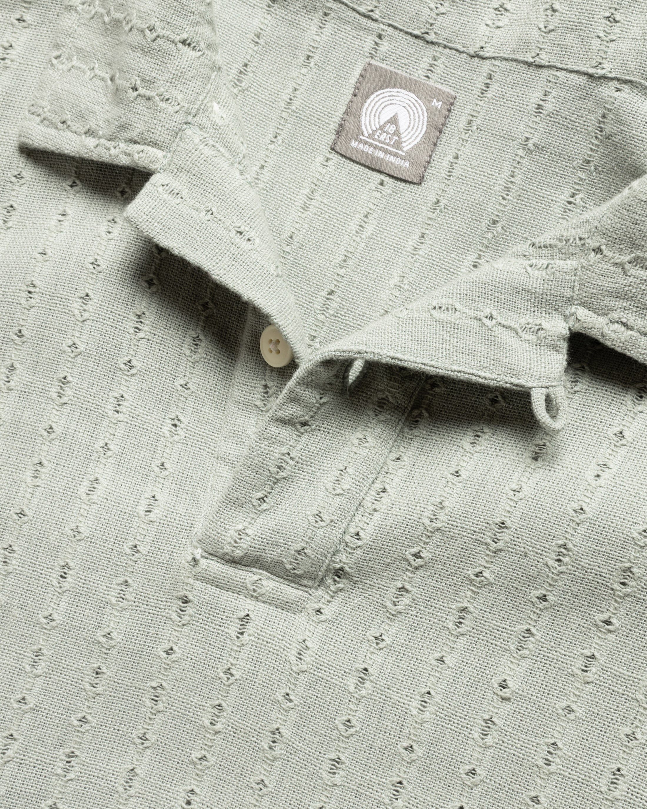 PETER SS POLO - LUNAR ROCK HANDWOVEN COTTON MESH
