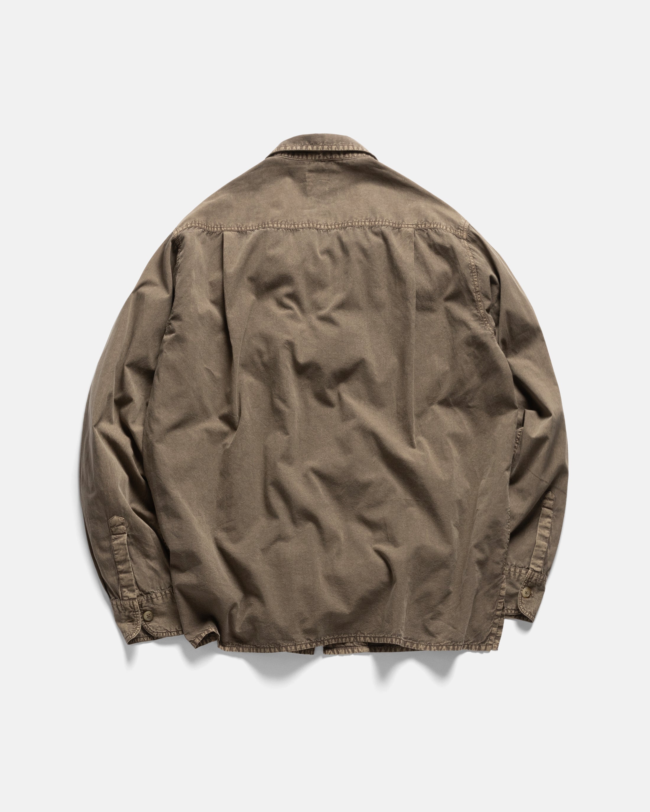 WES STRAIGHT HEM WORK SHIRT - FALCON BROWN PIGMENT DYED POPLIN