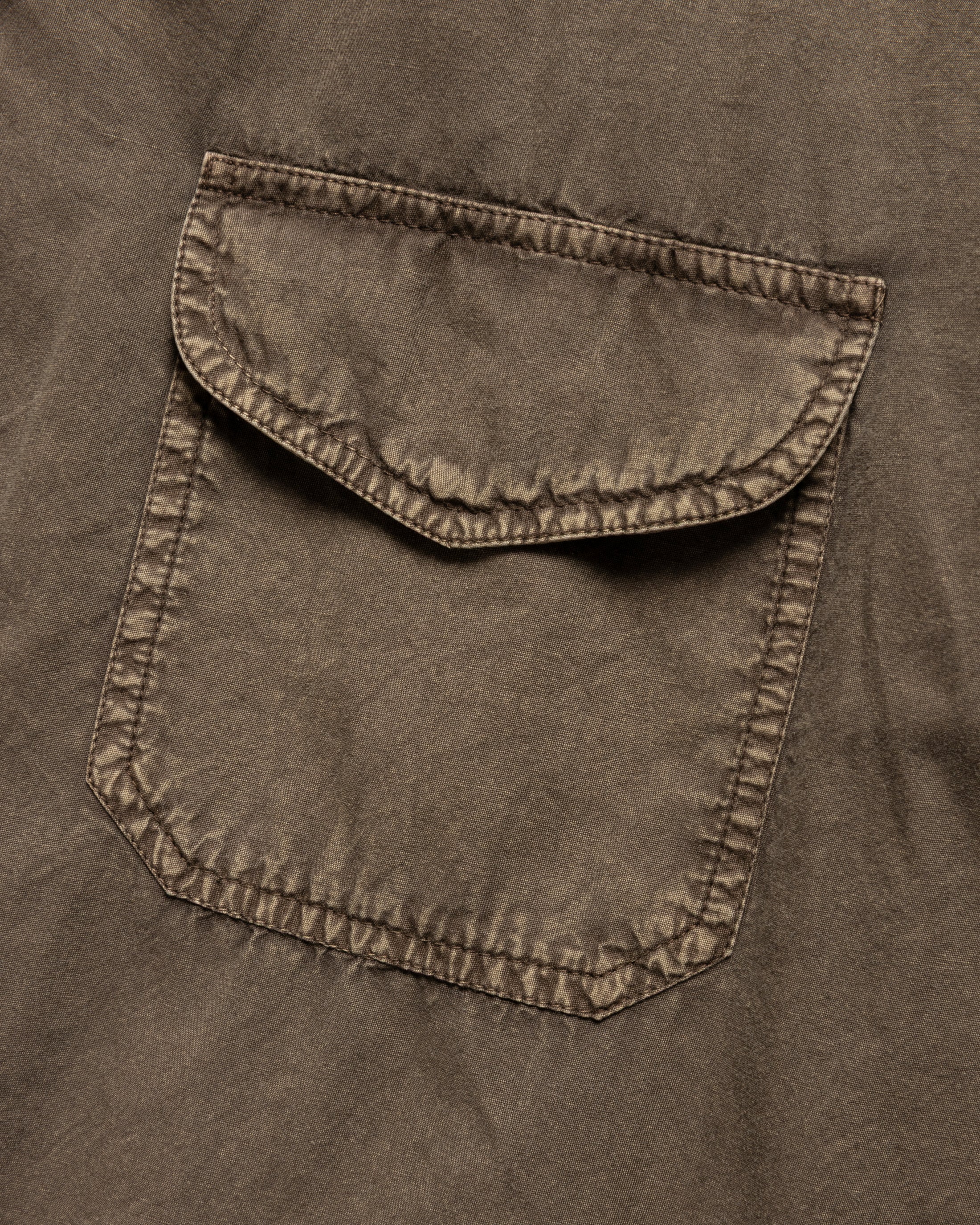 WES STRAIGHT HEM WORK SHIRT - FALCON BROWN PIGMENT DYED POPLIN